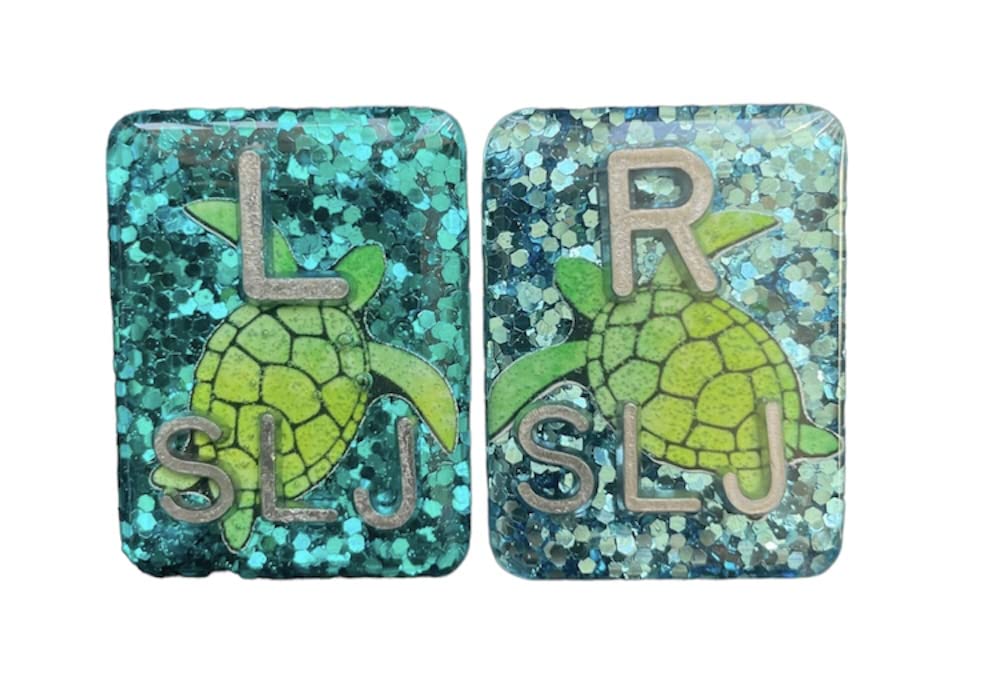 Sea Turtle X-ray Markers - Personalized with 2 or 3 Initials, Rectangle Shape, Glitter Finish - Perfect for Radiologists, Veterinary Clinics & Medical Students