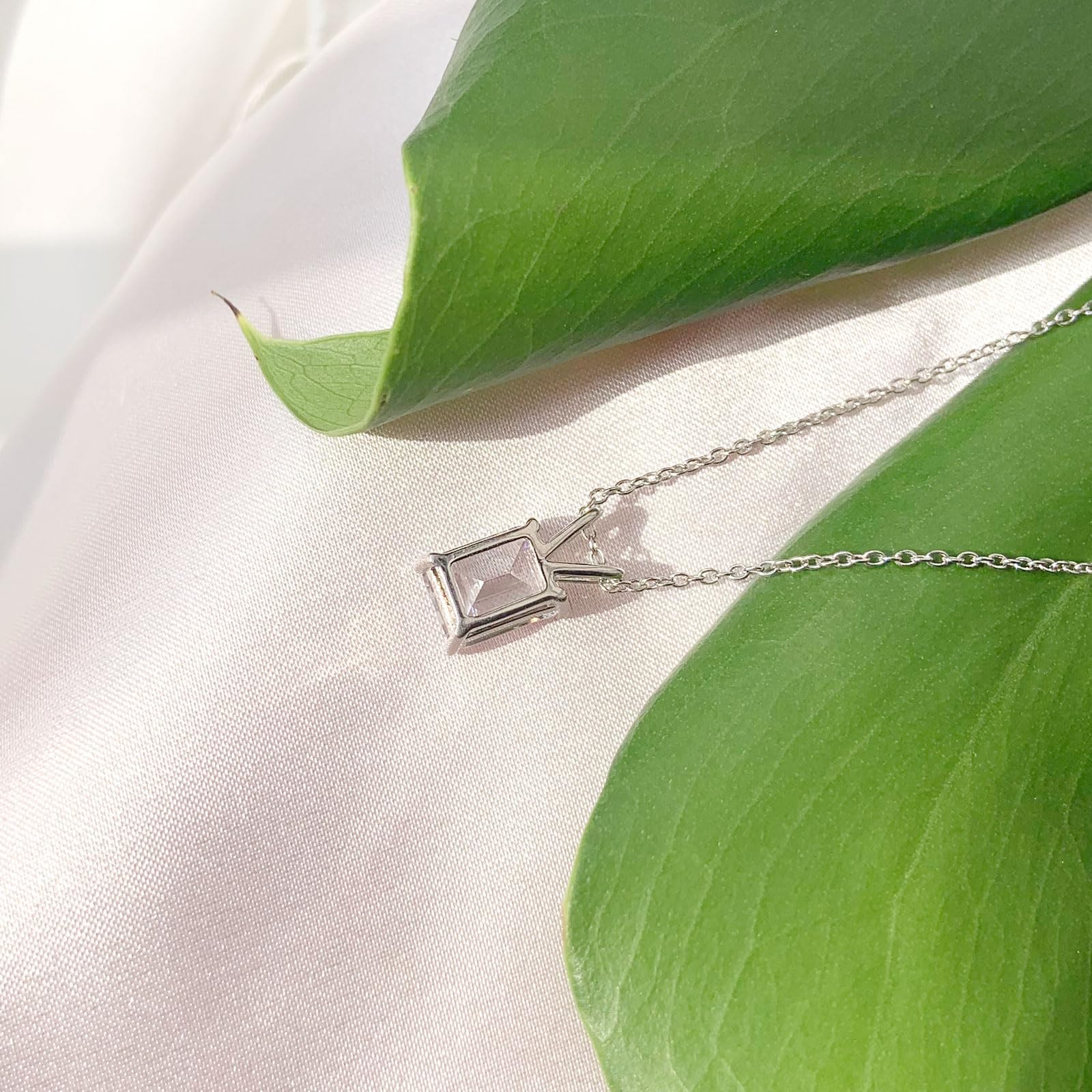Elegant 925 Sterling Silver Emerald Cut Cubic Zirconia Solitaire Pendant Necklace for Women - Perfect for Weddings, Anniversaries & Special Occasions