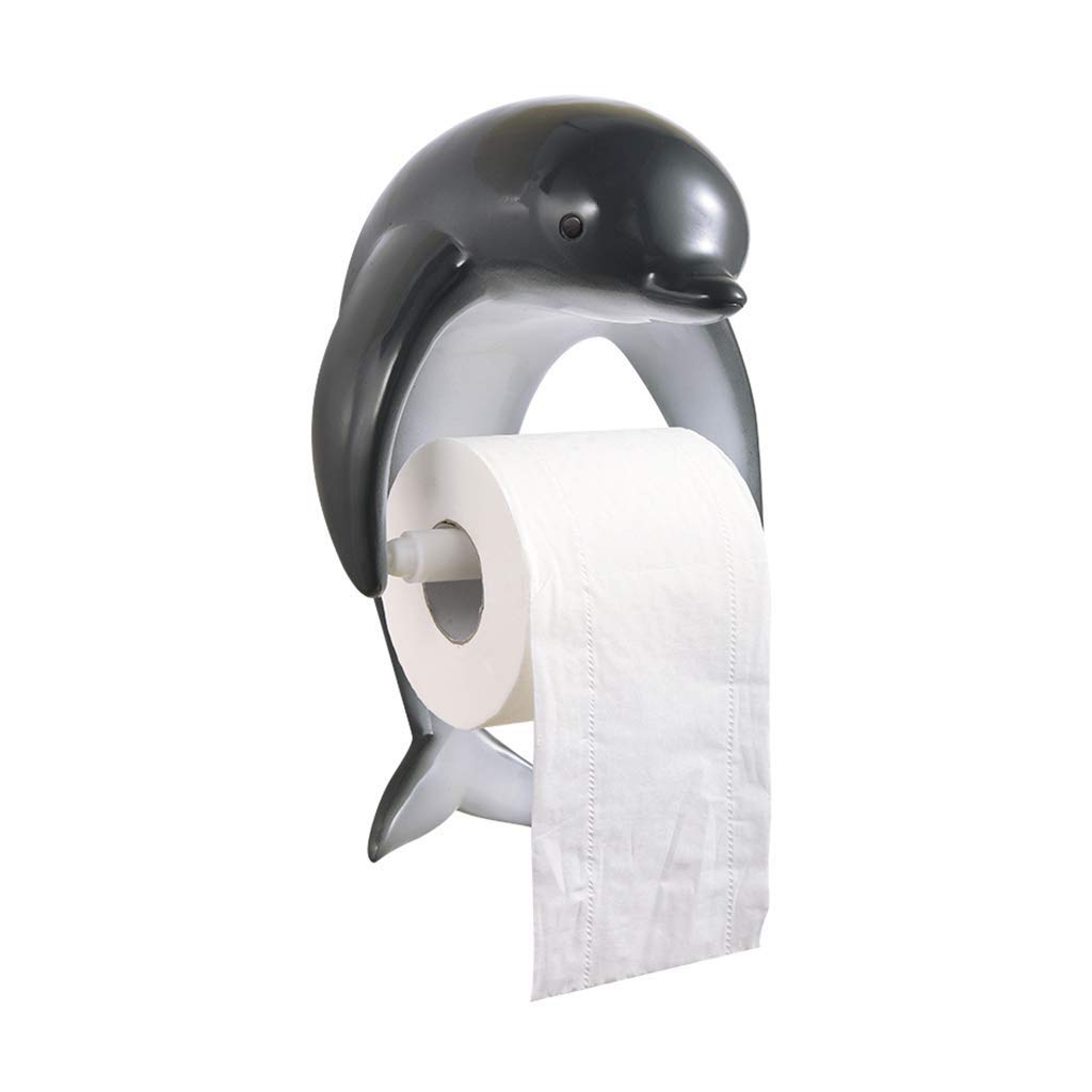 Dolphin Toilet Paper Holder - Wall Mounted Bathroom & Kitchen Paper Towel Holder, Eco-Friendly Resin Design (Color B) - Perfect for Bathroom, Kitchen, RV & Boat Decor