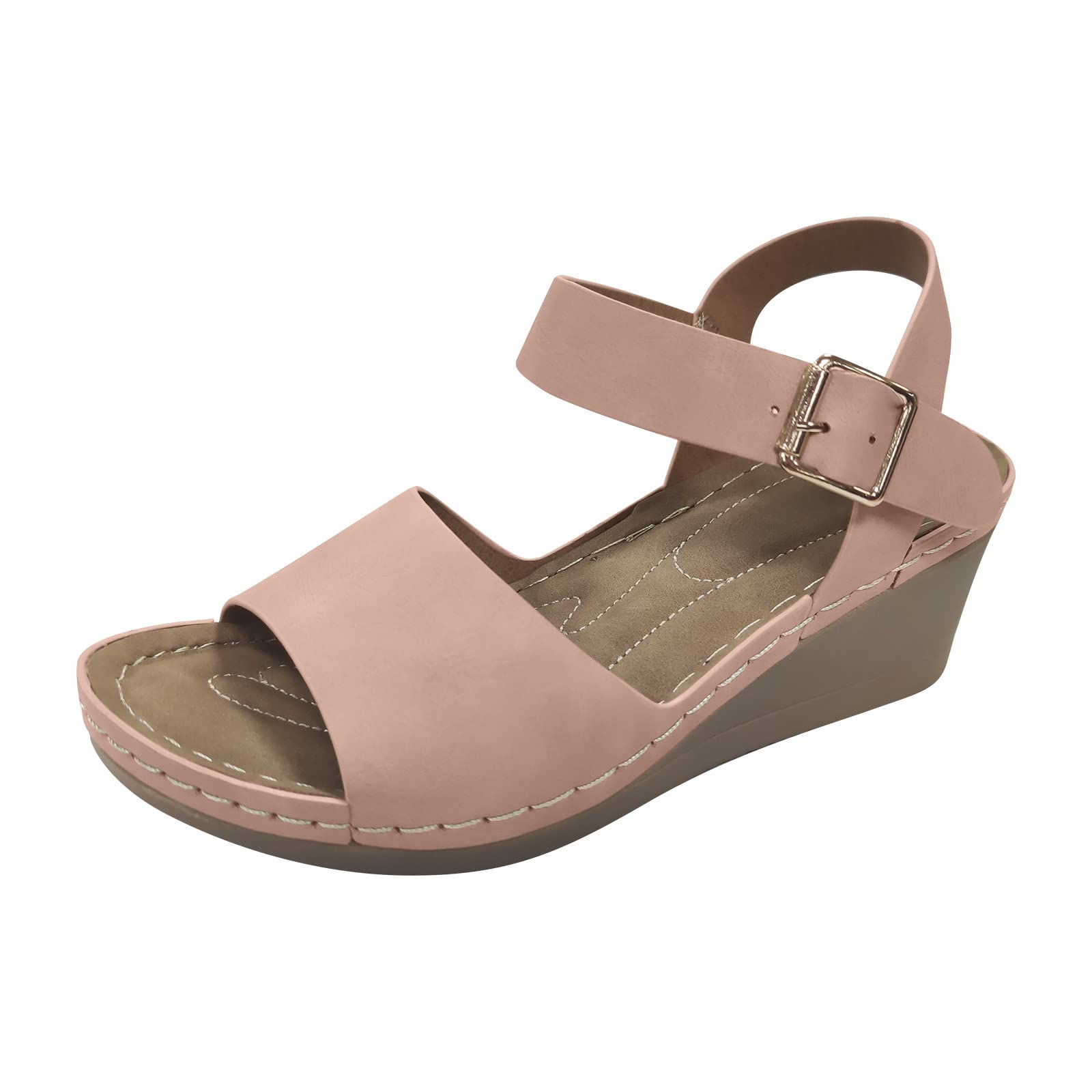 Women's Comfortable Buckle Strap Platform Wedge Sandals - Breathable Fish Mouth Design with Gel Cushioning for Walking, Beach & Summer Outfits