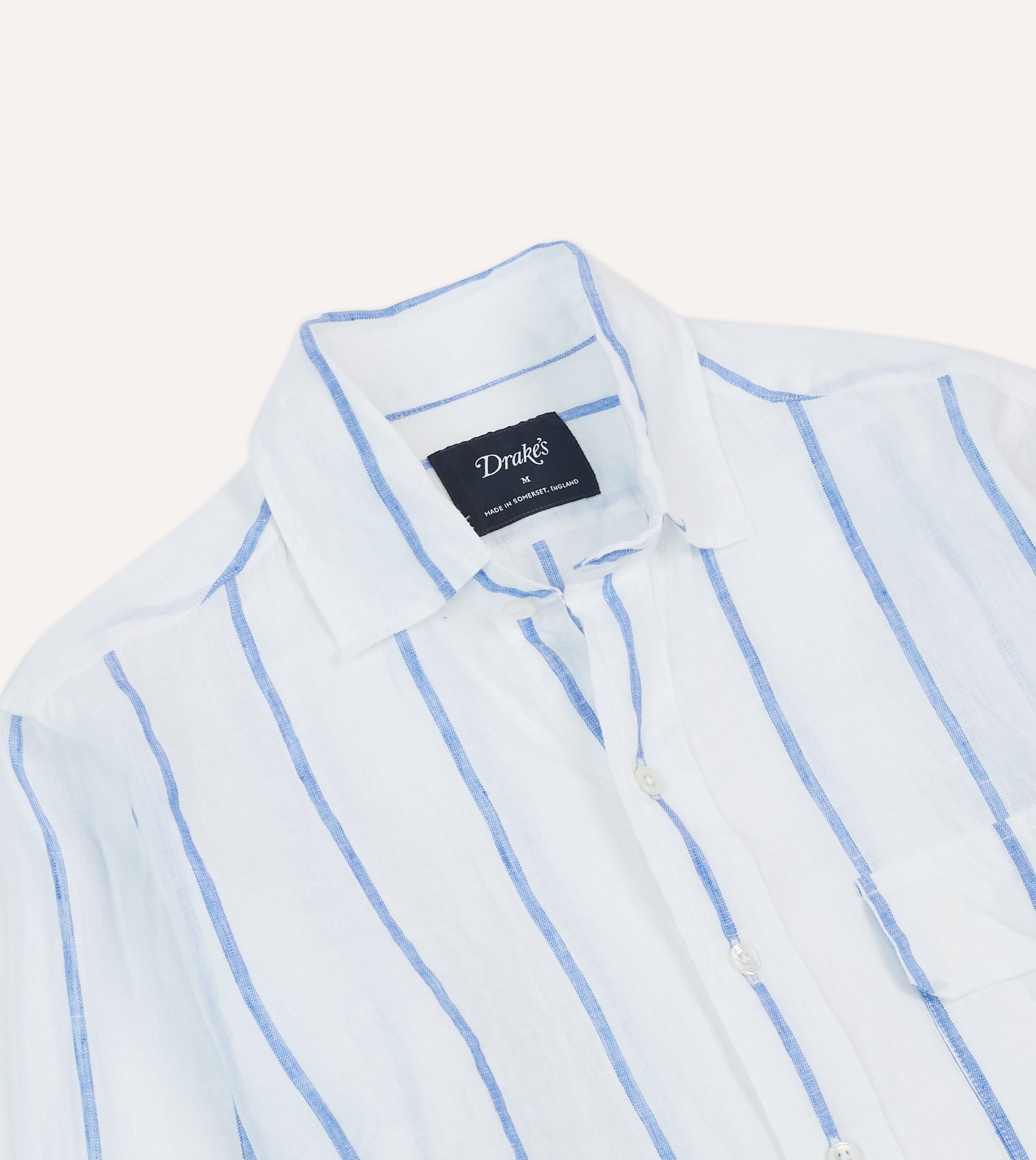 Premium Blue Fine Stripe Linen Spread Collar Men's Dress Shirt - Business Casual & Summer Office Wear