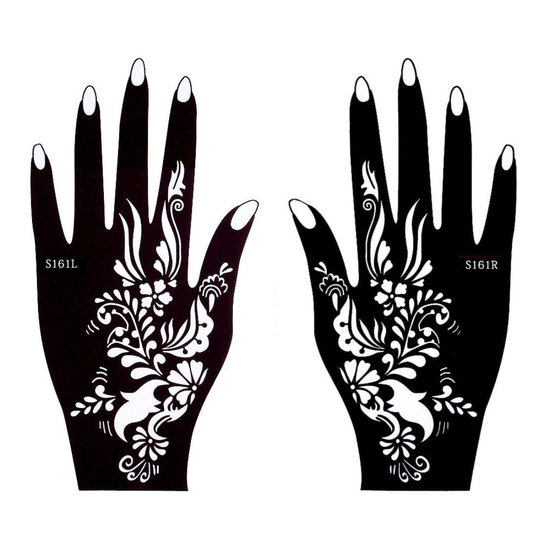 Ivana's Henna Stencils for Hand, Body, Finger & Face - Mehndi Tattoo Stickers for Women, Girls & Kids - Pack of 2 (Design NIV-16) - Perfect for Weddings, Festivals & DIY Body Art