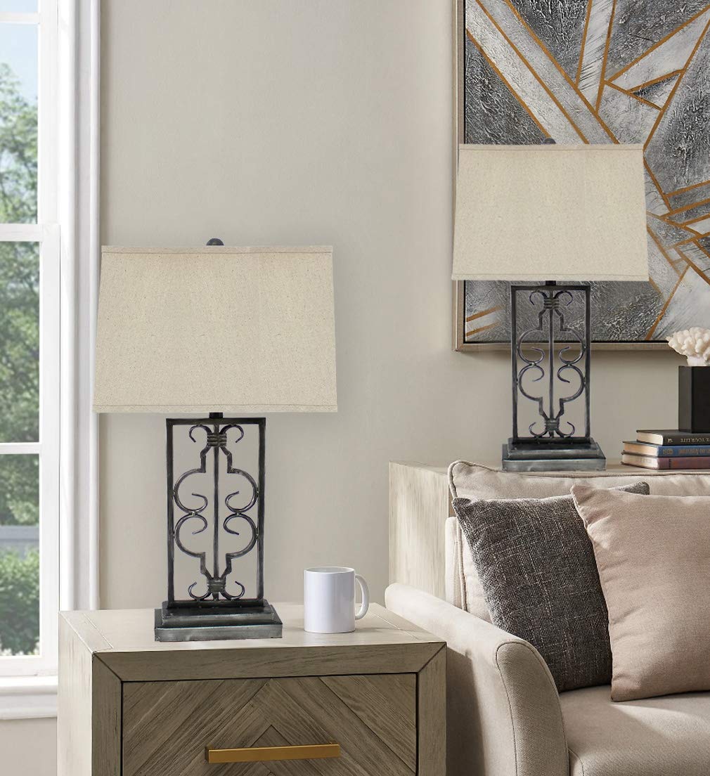 Teton Home TL-001 Modern Black Table Lamp - Bedside Nightstand Lighting for Bedroom, Living Room & Office
