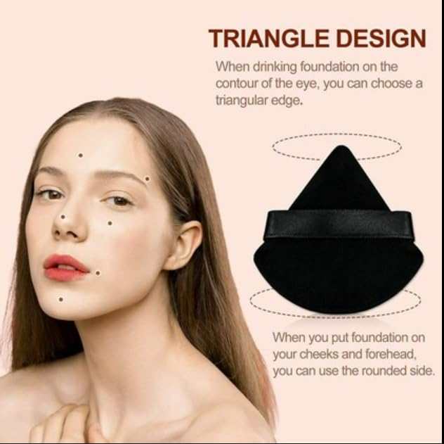 COSSESS Triangle Powder Puff - 2 Pack Makeup Sponge for Loose & Body Powder | Wet & Dry Cosmetic Sponge for Contouring, Under Eyes & Face | Soft Cotton Blender for Flawless Makeup Application | Perfect for Daily Use & Professional Makeup Kits