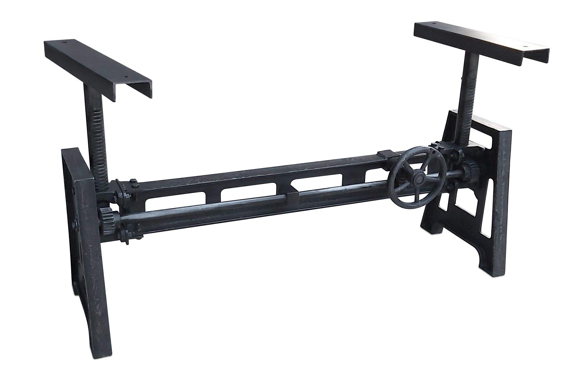 Adjustable Cast Iron Crank Table Base - Heavy Duty Coffee Desk & Workbench for DIY Projects - Perfect for Home Office, Workshop, and Crafting Spaces