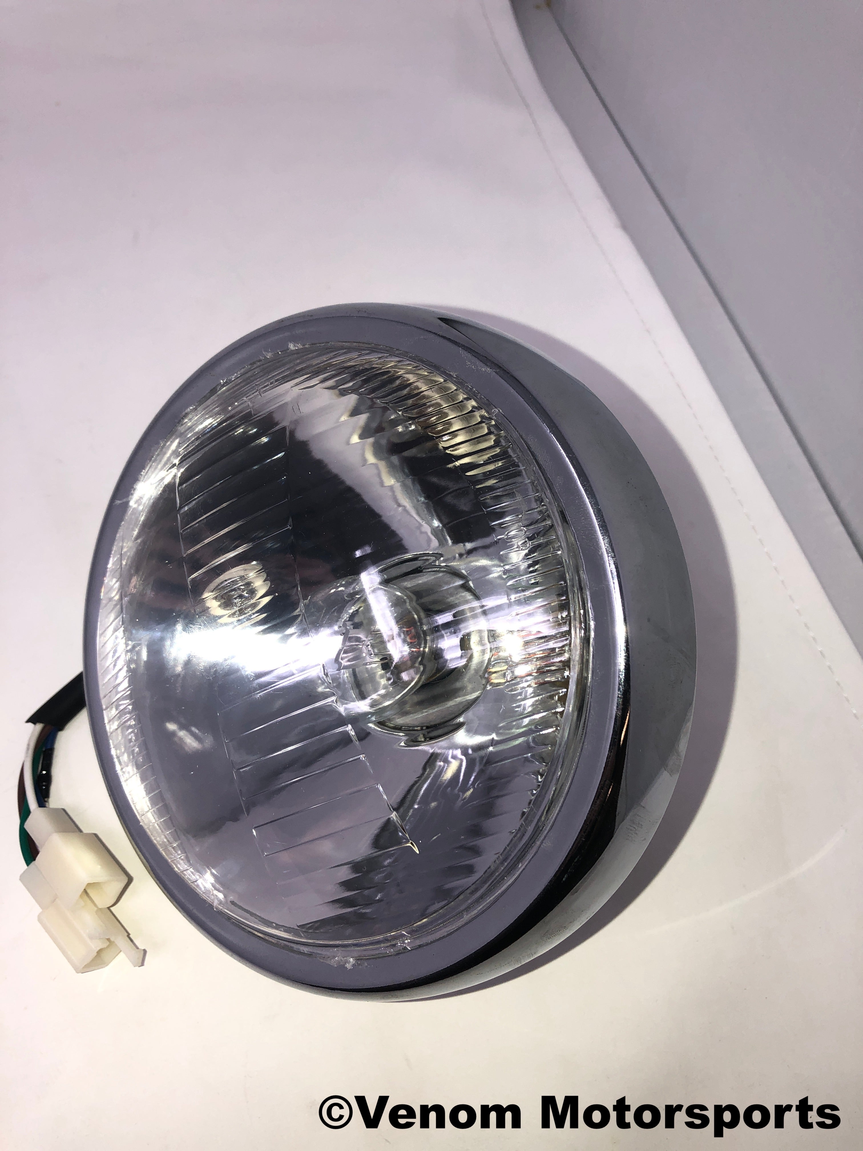 Venom 50cc Fatboy Replacement Front Headlight - High Performance Motorcycle Headlamp for Night Riding & Off-Road Adventures