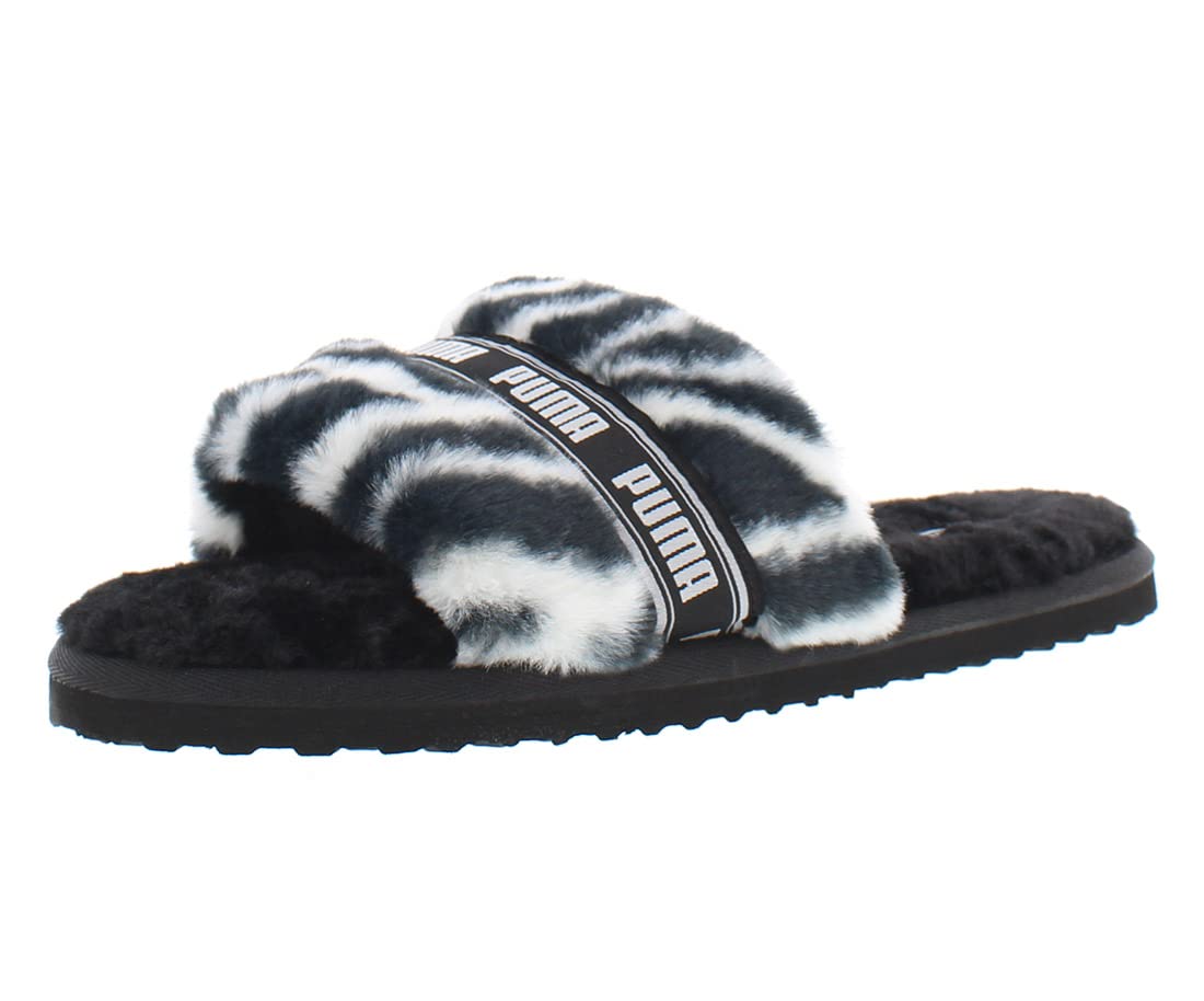 PUMA Women's Fluff Wild Slides - Soft Fuzzy House Slippers for Women, Comfortable Indoor/Outdoor Slide Sandals, Cozy Home & Beach Wear, Perfect for Lounging, Spa Days and Summer Vacation