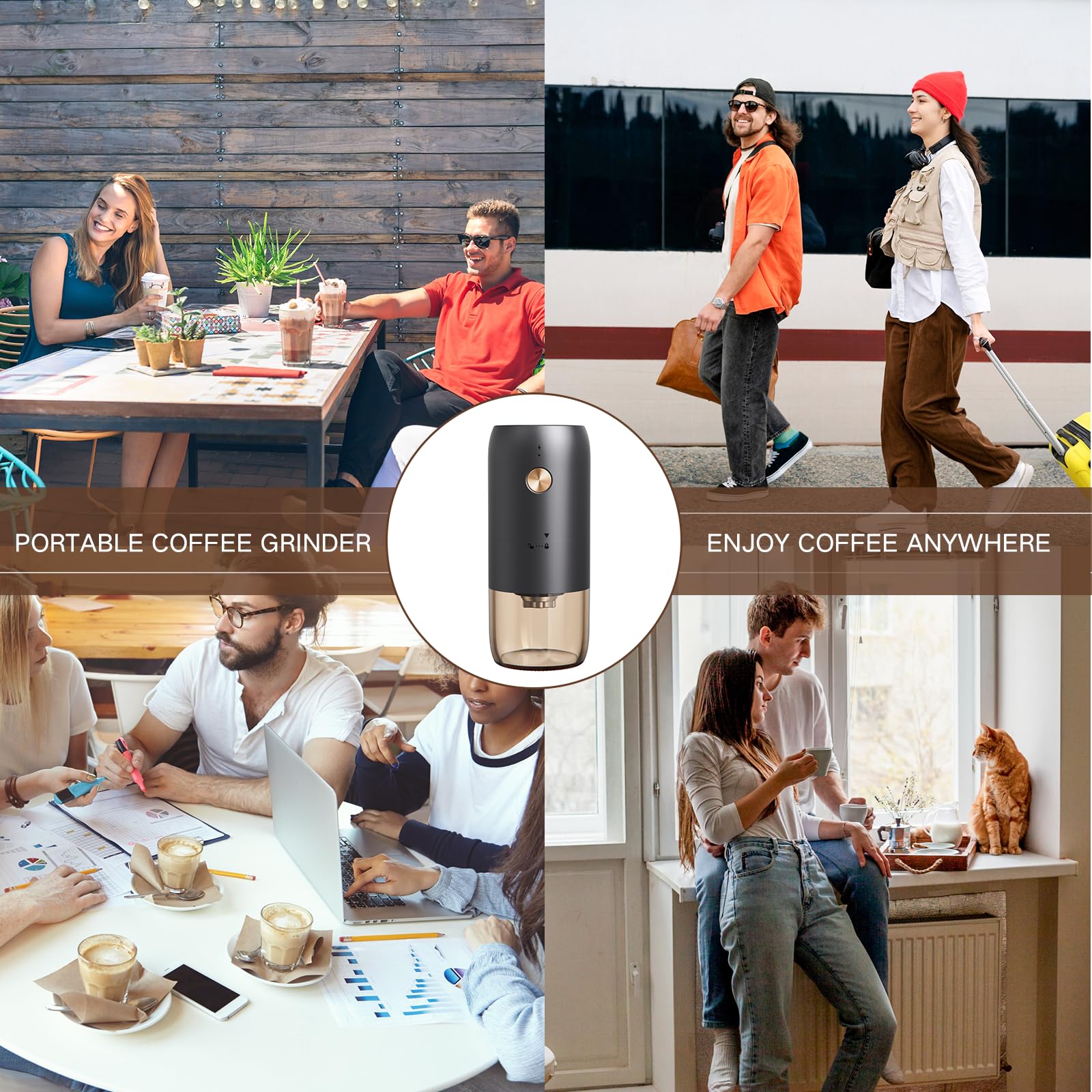 Premium Electric Coffee Grinder - Adjustable Stainless Steel Conical Burr Mill for Espresso, French Press & Cold Brew | Fast & Quiet Operation for Home, Office, Travel & Camping | Perfect Coffee Bean Grinder for Fresh Grounds Every Morning