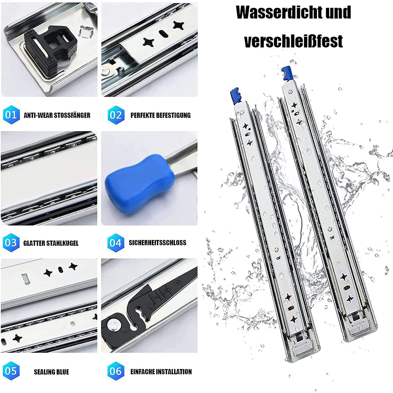 Heavy Duty Full Extension Drawer Slides 58 Inch - 260 LB Load Capacity, Low Noise Bottom Mount Drawer Runners with Lock for Kitchen Cabinets, Dressers, Office Furniture (1 Pair, 1450mm)