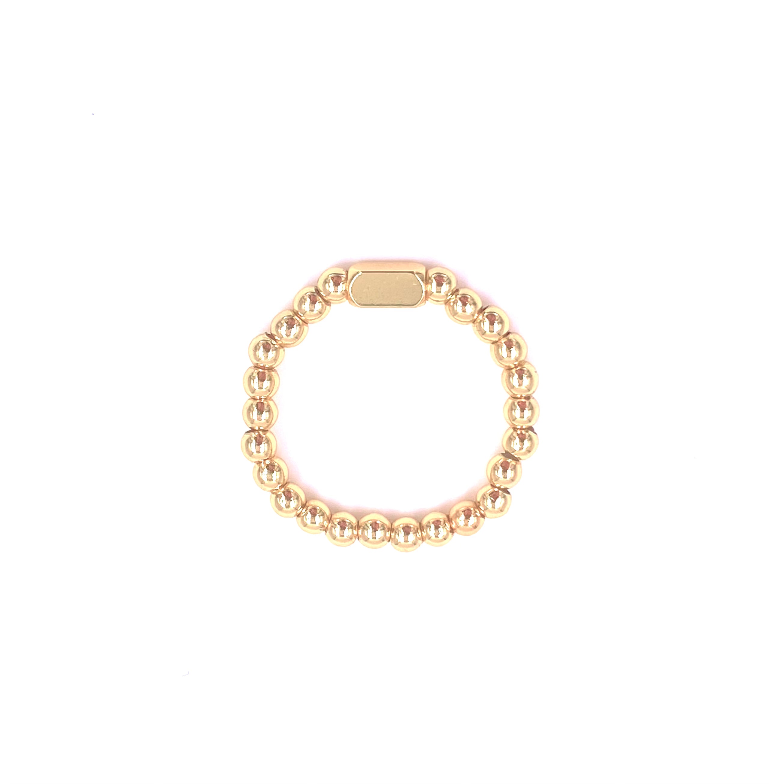 Ashley Gold Stainless Steel Beaded Stretch Ring with Gold Plated Center Design - Elegant Jewelry for Women, Perfect for Parties, Weddings & Everyday Wear
