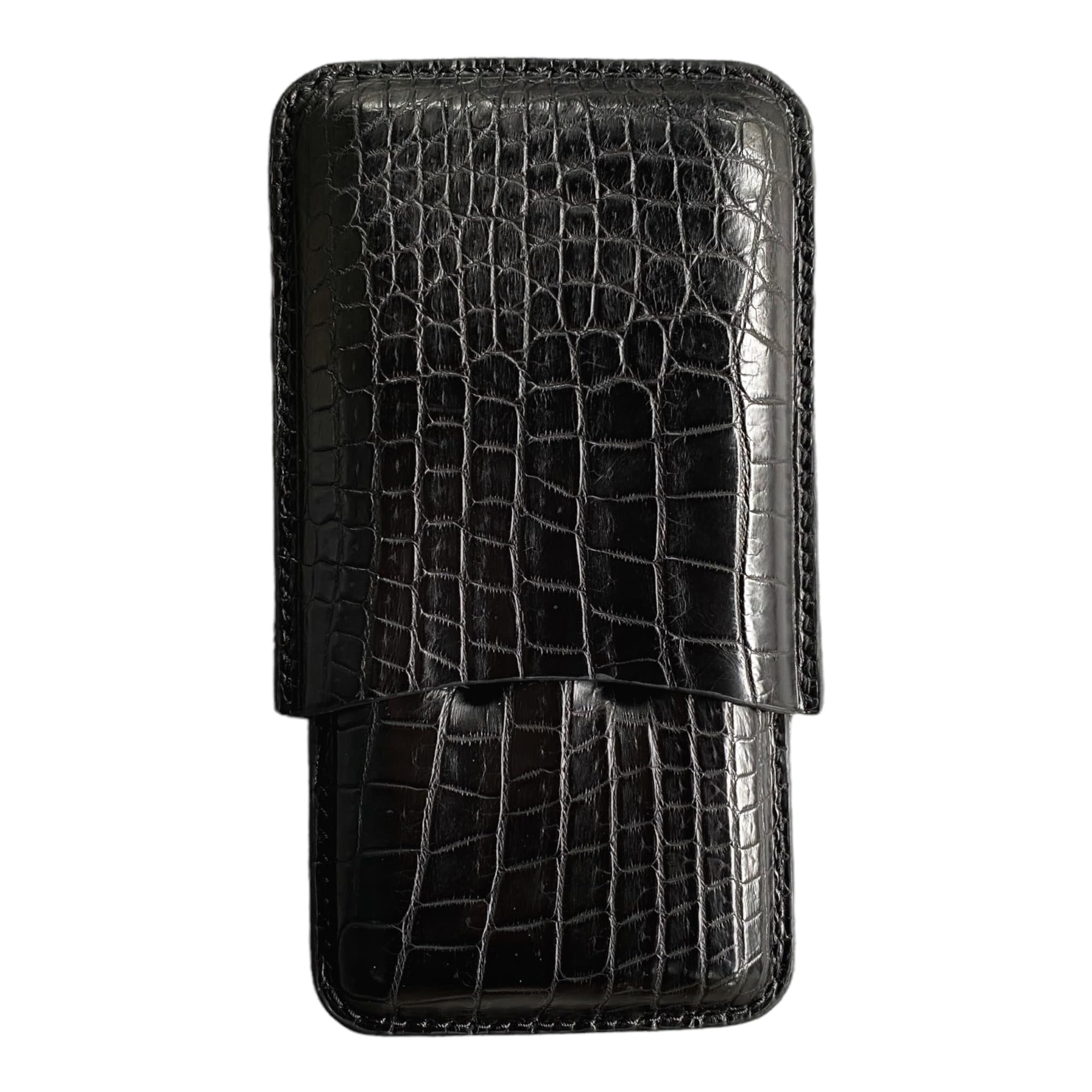 Premium Handmade Black Genuine Alligator Leather Cigar Case - Luxury Cigar Humidor for 2-3 Cigars - Elegant Cigar Cover & Travel Tube Protector - Perfect Gift for Dad, Him & Cigar Enthusiasts (Great for Weddings, Business Gifts & Collector's Display)