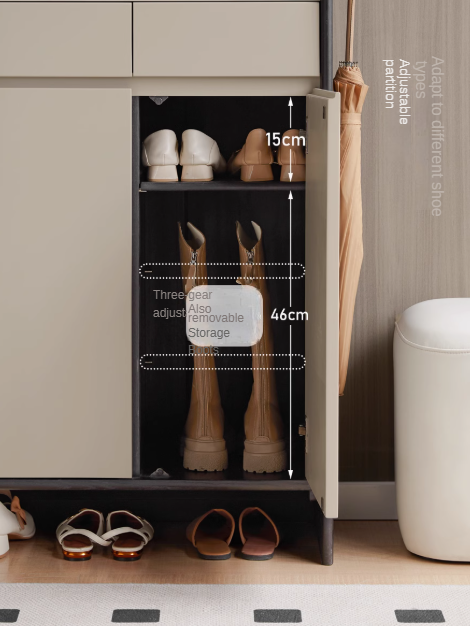 Solid Oak Wood Porch Cabinet with Slate Top - Rustic Shoe Storage Organizer for Entryway, Mudroom, and Outdoor Use