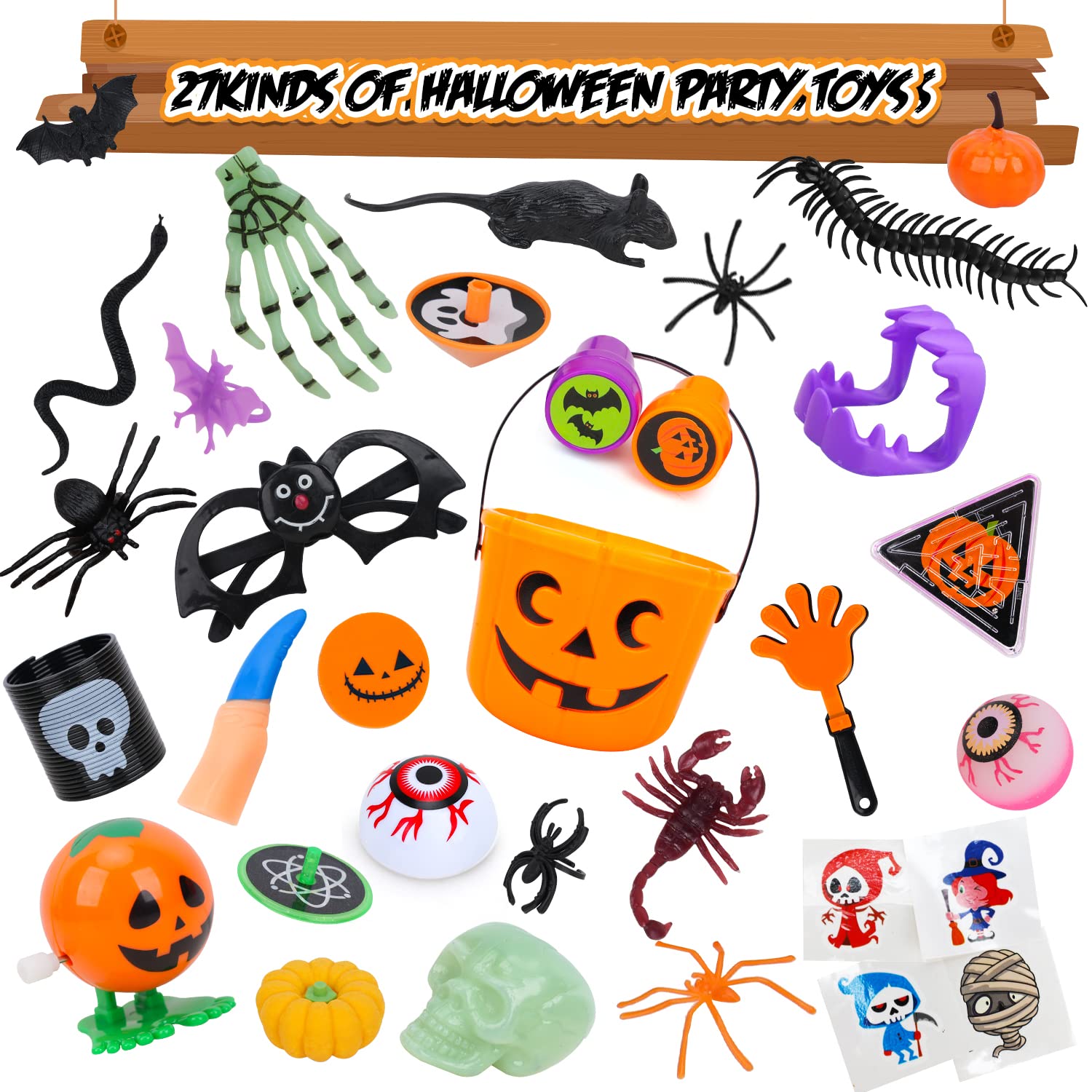 TOY Life Halloween Party Favors Bulk Pack - 50pcs Non-Candy Treats & Prizes for Kids Classroom, Trick or Treat, Goodie Bags - Fun Halloween Party Supplies for School Events & Neighborhood Celebrations