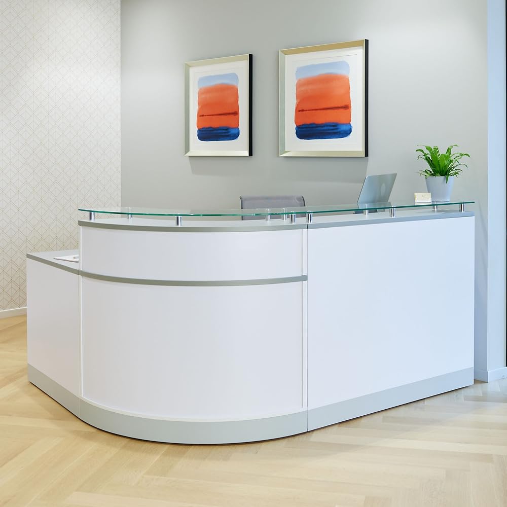 NBF Signature Series Esquire Glass Top Reception Desk - 79