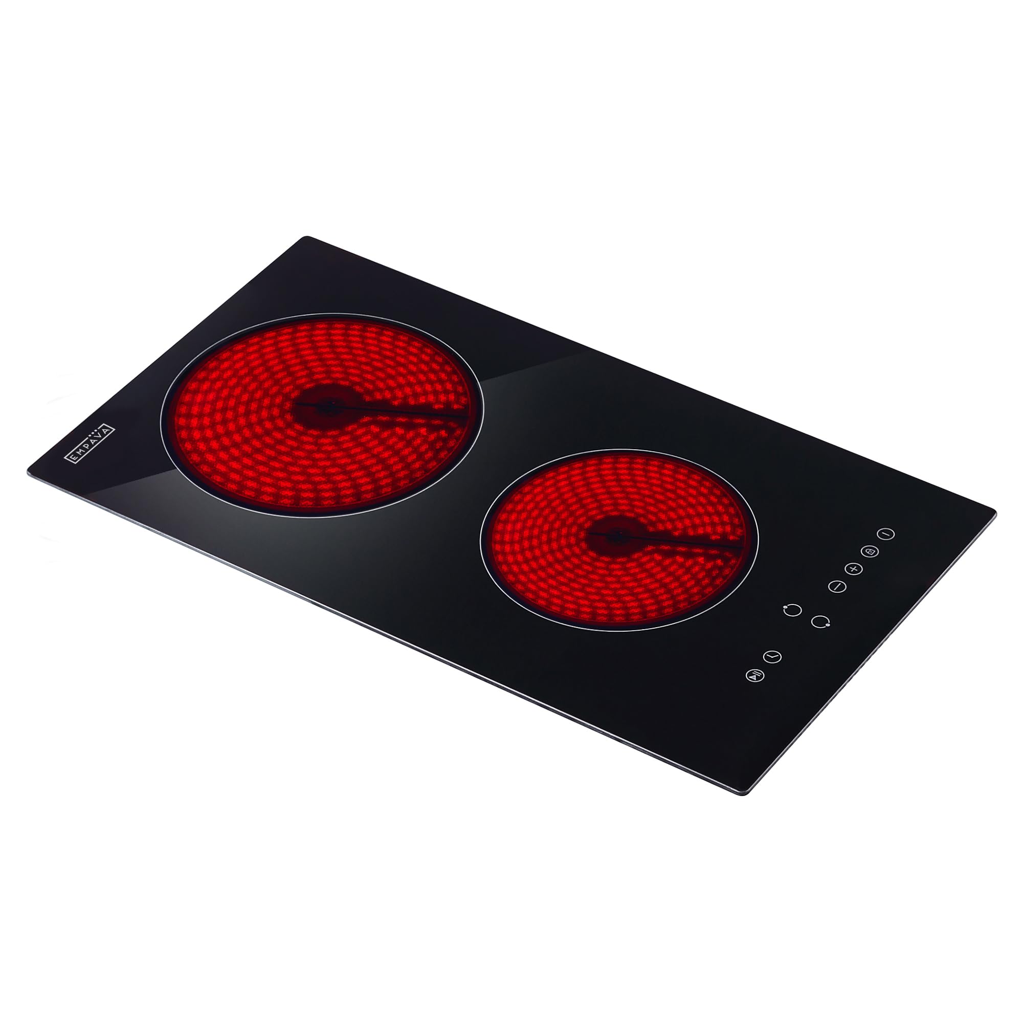 Empava 2 Burners Electric Cooktop 12 Inch - 3000W Radiant Stove with Child Safety Lock, Timer & Overheat Protection - Compatible with All Cookware - 220-240V Hardwired (No Plug) - ETL Certified Black - Perfect for Home Kitchen, RV, Apartment & Small Spaces