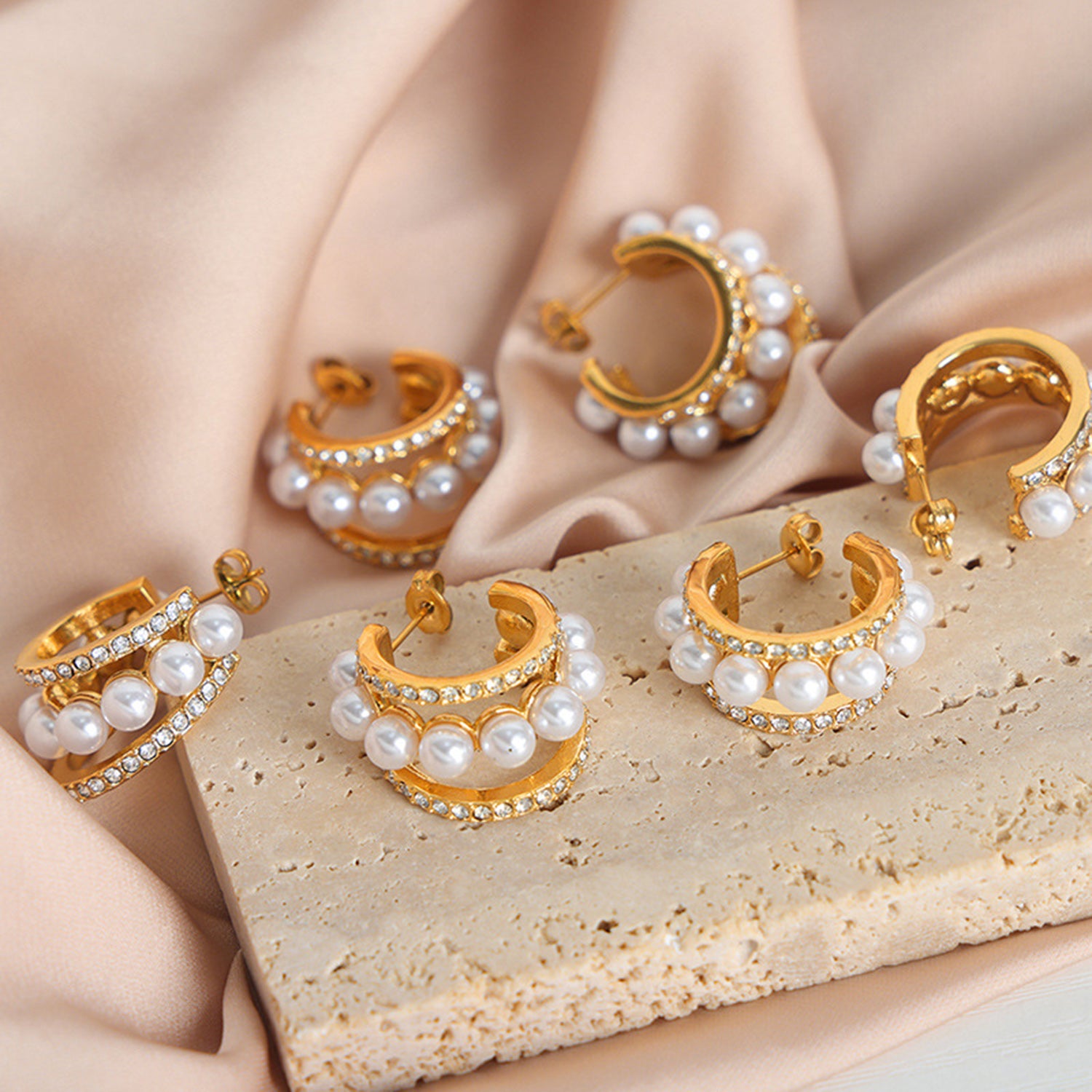 Pearl Titanium Steel C Hoop Earrings for Women - Dainty & Hypoallergenic Jewelry for Everyday Wear, Parties & Gifts