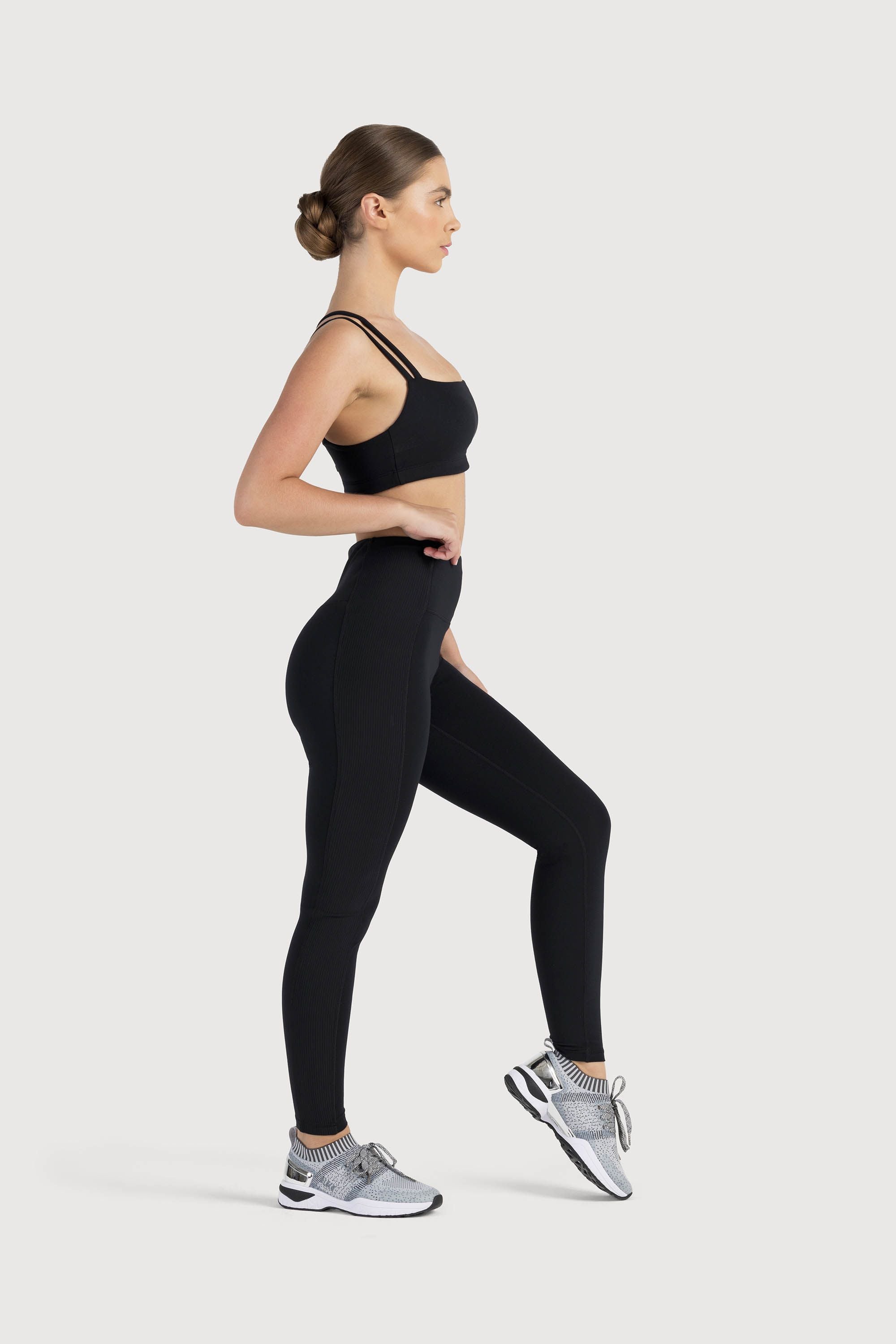 Bloch Technique Rib Panel Legging - High Waist Yoga Pants for Women, Stretchy Workout Leggings with Side Pockets - Perfect for Yoga, Gym, Running & Lounge Wear