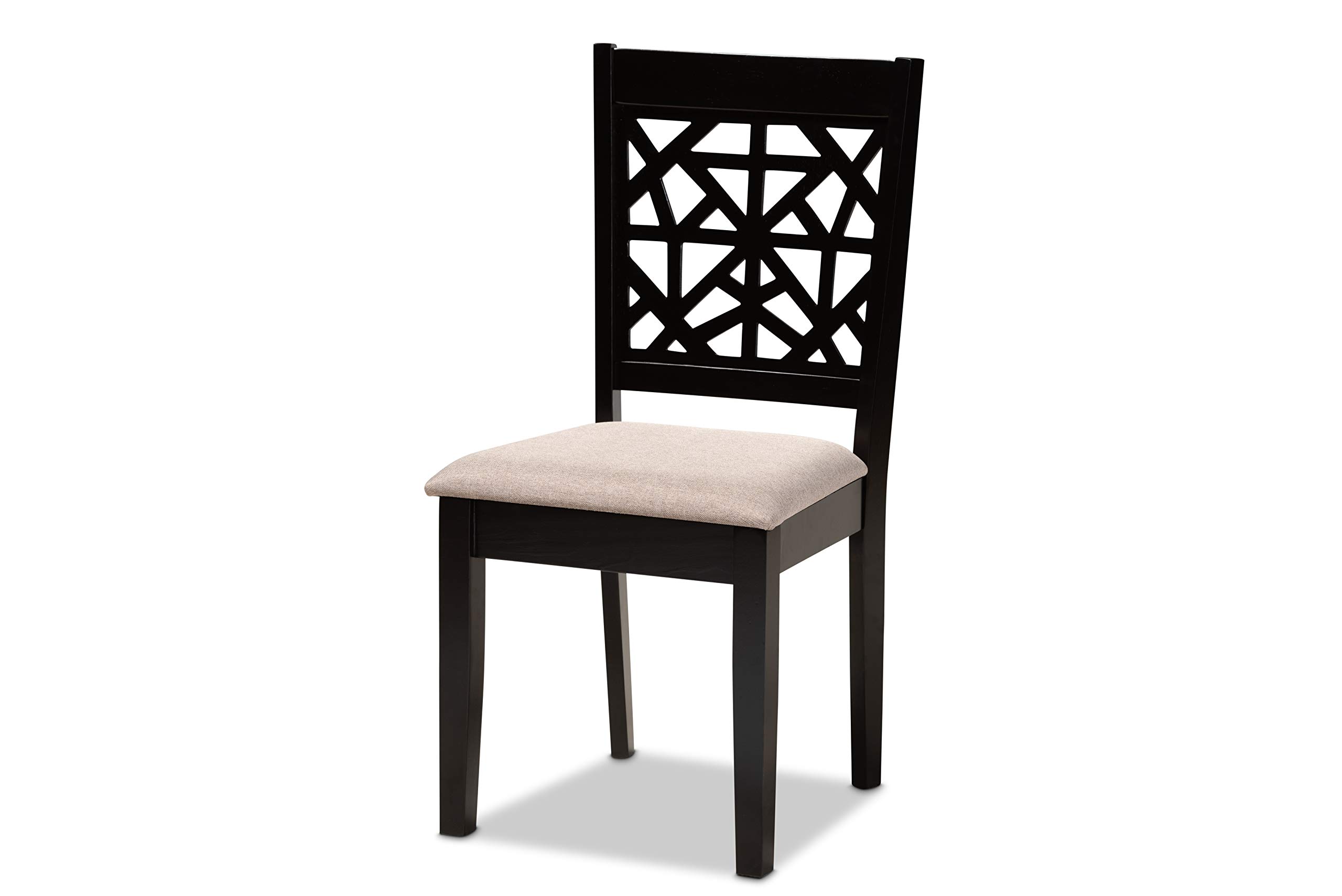 Baxton Studio Jackson 4-Piece Dining Chair Set - Upholstered Sand Fabric Seats with Espresso Brown Wood Finish - Perfect for Kitchen, Dining Room & Breakfast Nook
