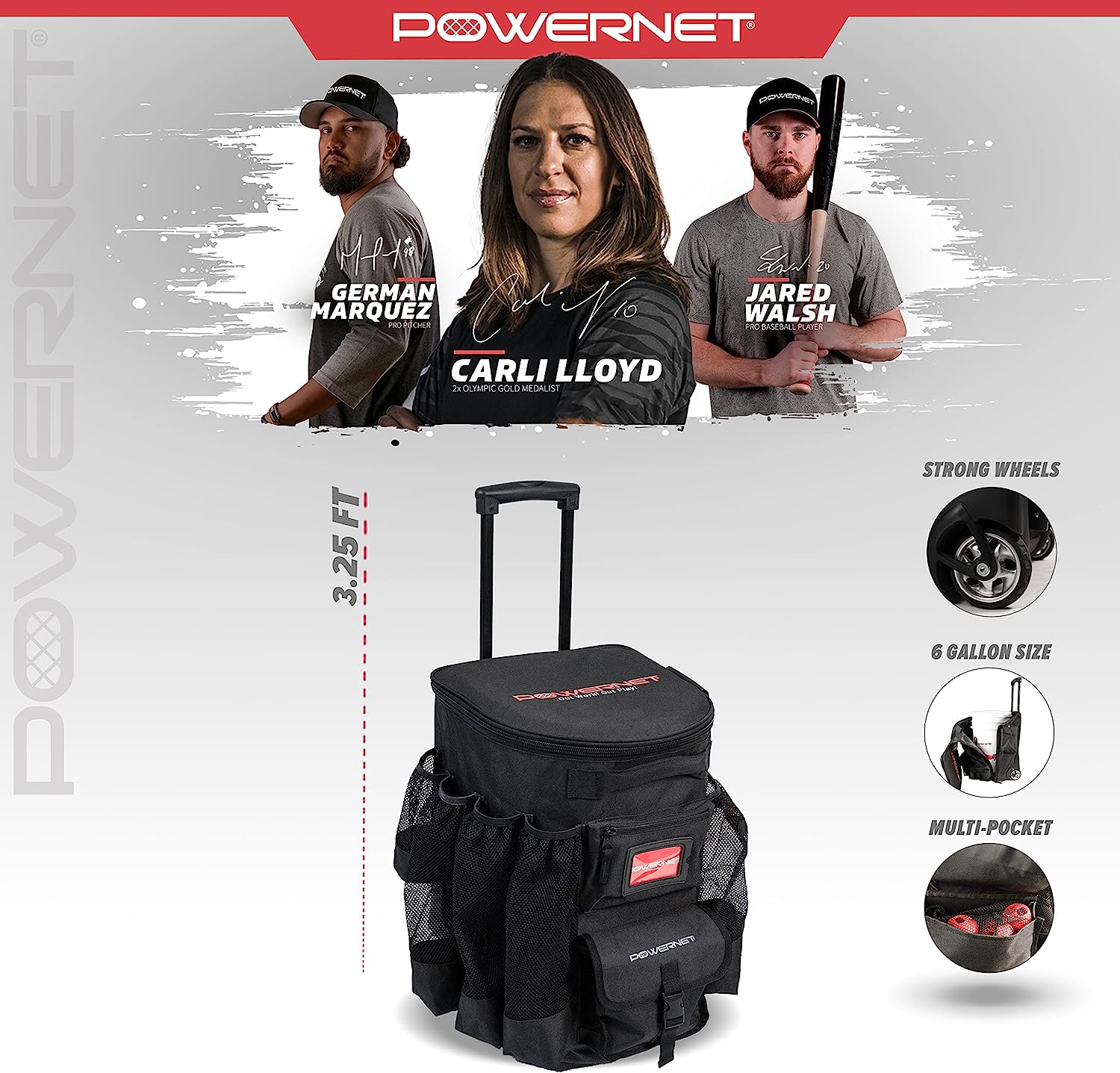 PowerNet 6 Gallon Wheeled Bucket Cover - Heavy Duty Waterproof Storage Solution for Cleaning, Gardening & Outdoor Use