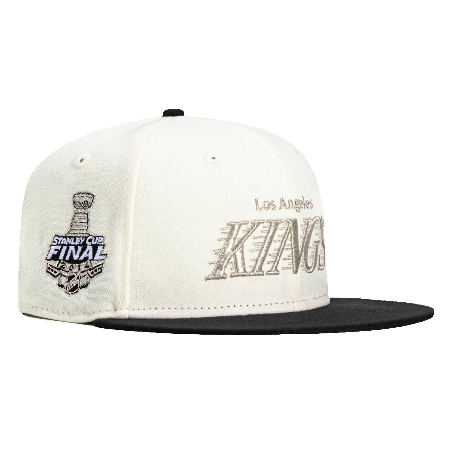 New Era 59Fifty Los Angeles Kings 2014 Stanley Cup Patch Snapback Hat - White, Black & Silver | Official NHL Licensed Baseball Cap for Sports Fans & Streetwear Fashion