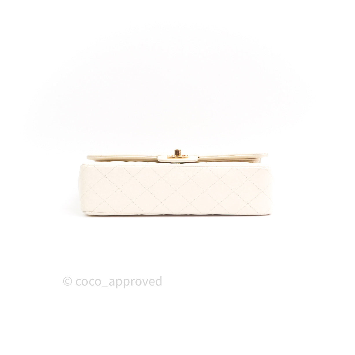 Chanel Classic Double Flap Quilted Medium/Large Bag in Ivory Caviar Leather with Gold Hardware - Luxury Designer Handbag for Women, Perfect for Work, Parties & Special Occasions