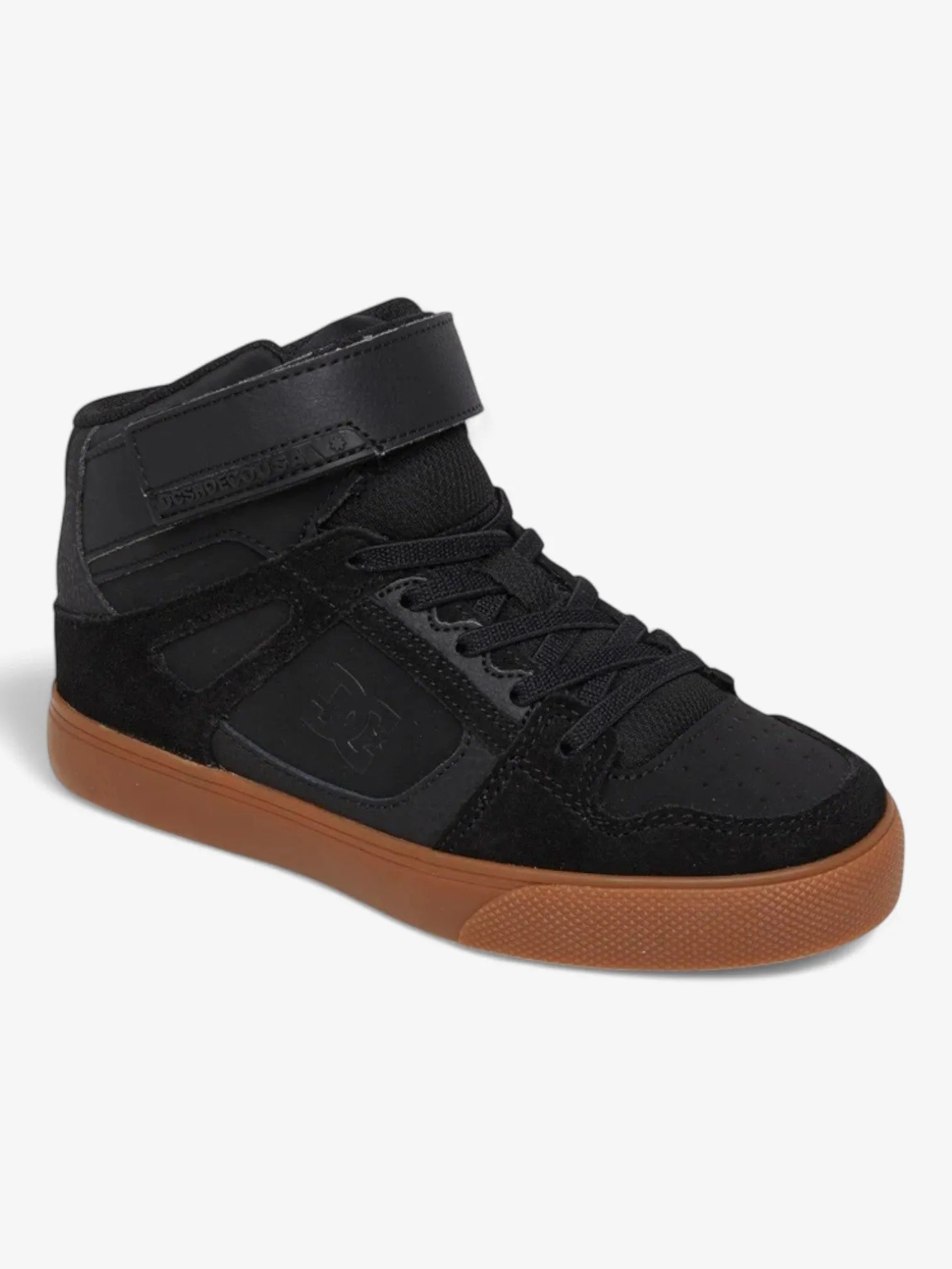 DC Kids Pure Hi-Top EV Skate Shoes - Black & Brown - High-Top Sneakers for Boys, Girls - Durable Skateboarding & Casual Wear Shoes for School, Park, and Everyday Use