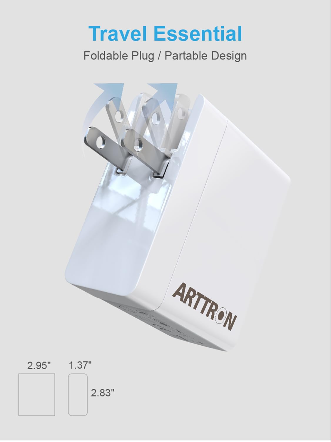 30W 4-Port USB Wall Charger Fast Charging Adapter - Arttron Compact Foldable Plug Multi-Port Charger for iPhone 15/14/13, iPad, Samsung Galaxy, Tablets & Smartphones - Perfect for Home, Office & Travel Use