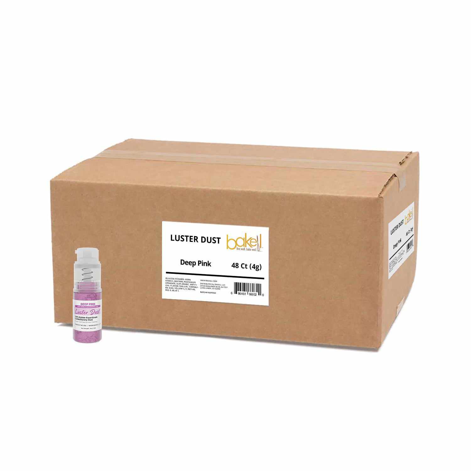 Deep Pink Luster Dust Glitter - 4g Spray Pump (Case of 12) | Edible Cake Decorating Powder for Baking, Cupcakes, Cookies & DIY Crafts