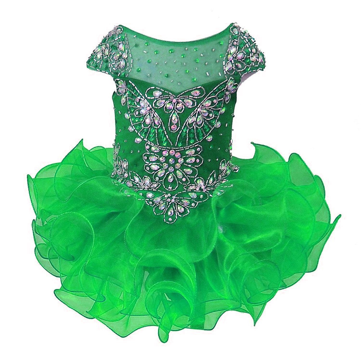 Sparkle Baby Girl Illusion Neck Organza Pageant Dress for Parties