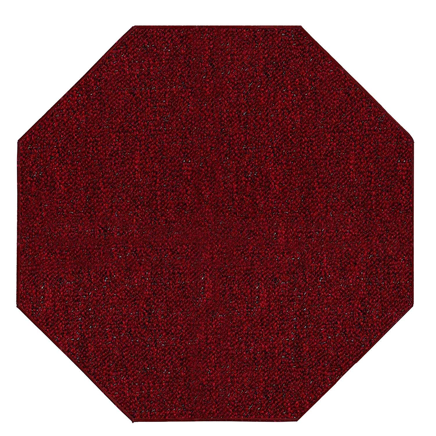 Home Queen Indoor Outdoor Commercial Red Octagon Area Rug 6' - Soft Non-Slip Floor Mat for Living Room, Bedroom, Patio (H-NEYLAND-6-OCTAGON-RED)