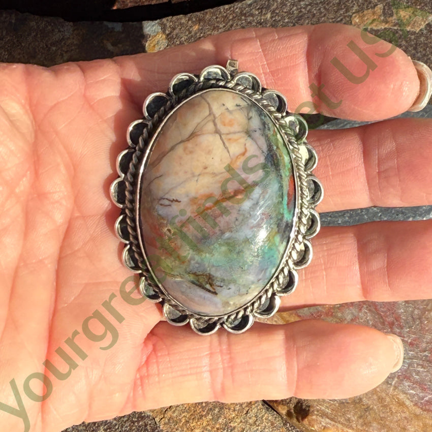 Authentic Vintage Navajo Large Agate Pendant - Handcrafted Sterling Silver Jewelry with Signature - Perfect for Boho Fashion, Southwest Style & Gift Giving
