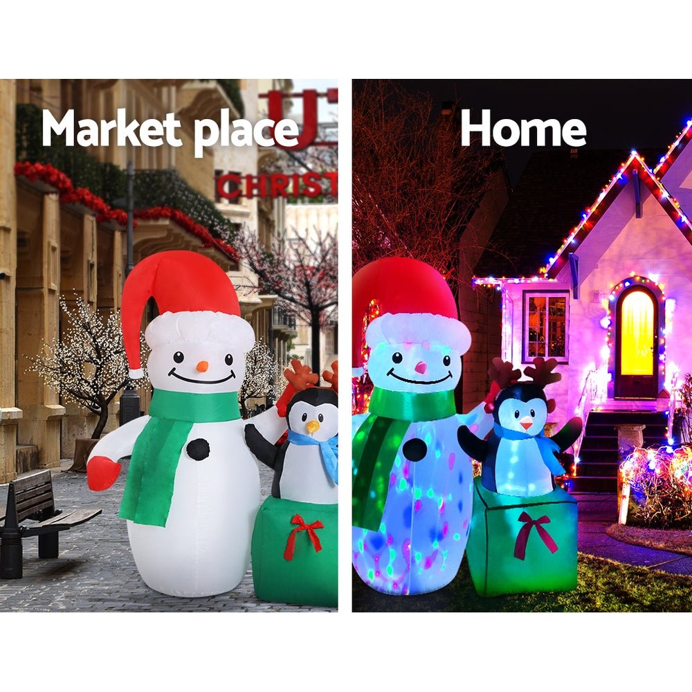 2.4M Inflatable Snowman with LED Lights - Outdoor Christmas Decorations for Yard, Garden & Holiday Party Decor