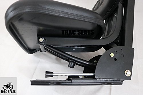 TRAC SEATS Black Universal Suspension Tractor Seat with Tilt & Waffle Style - Fits Massey Ferguson & Other Farm Tractors - Durable Comfort for Long Farming Hours