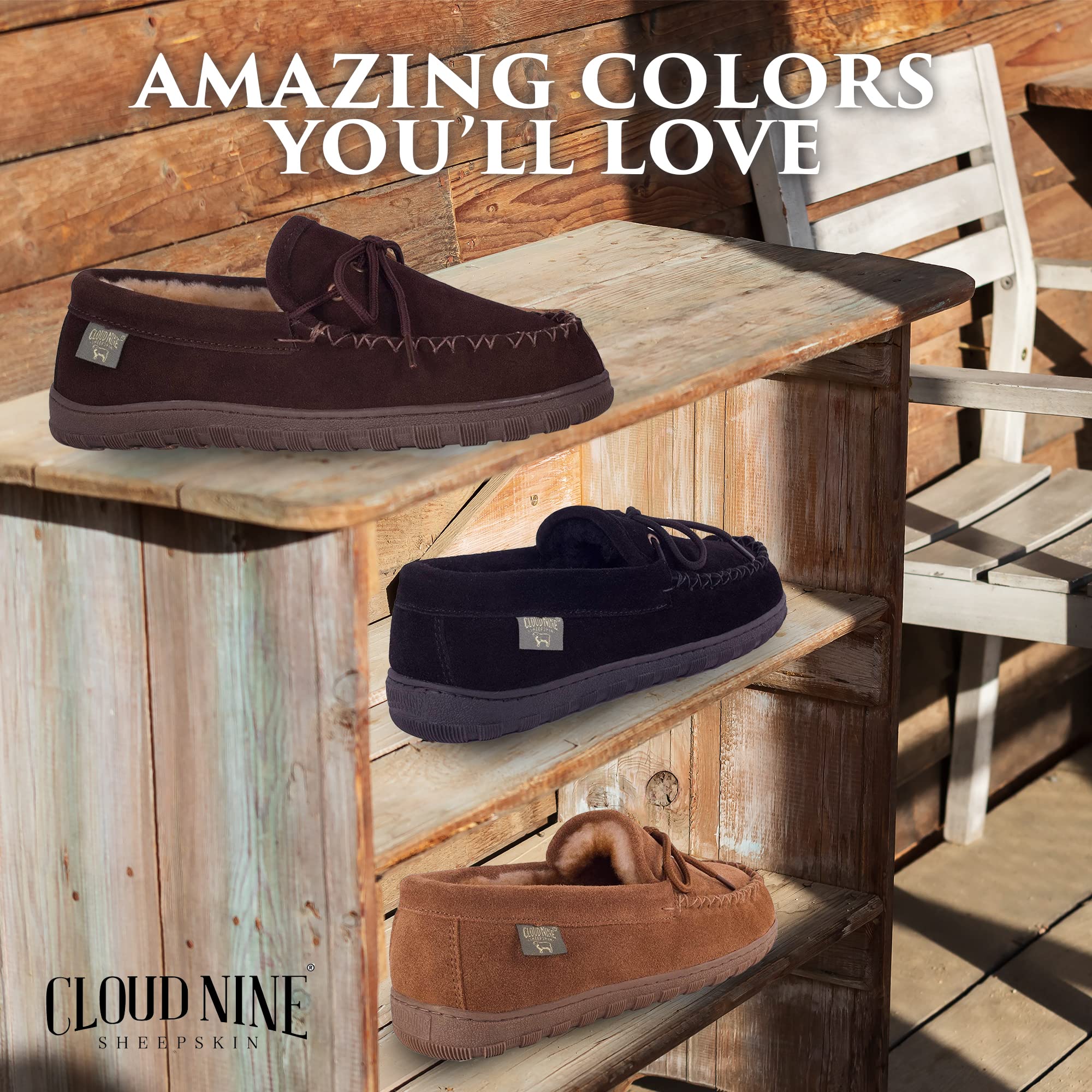 Men's Sheepskin Lined Moccasin Slippers - Soft Indoor/Outdoor Slip-On House Shoes for Comfort & Warmth - Perfect for Home, Office, and Winter Relaxation