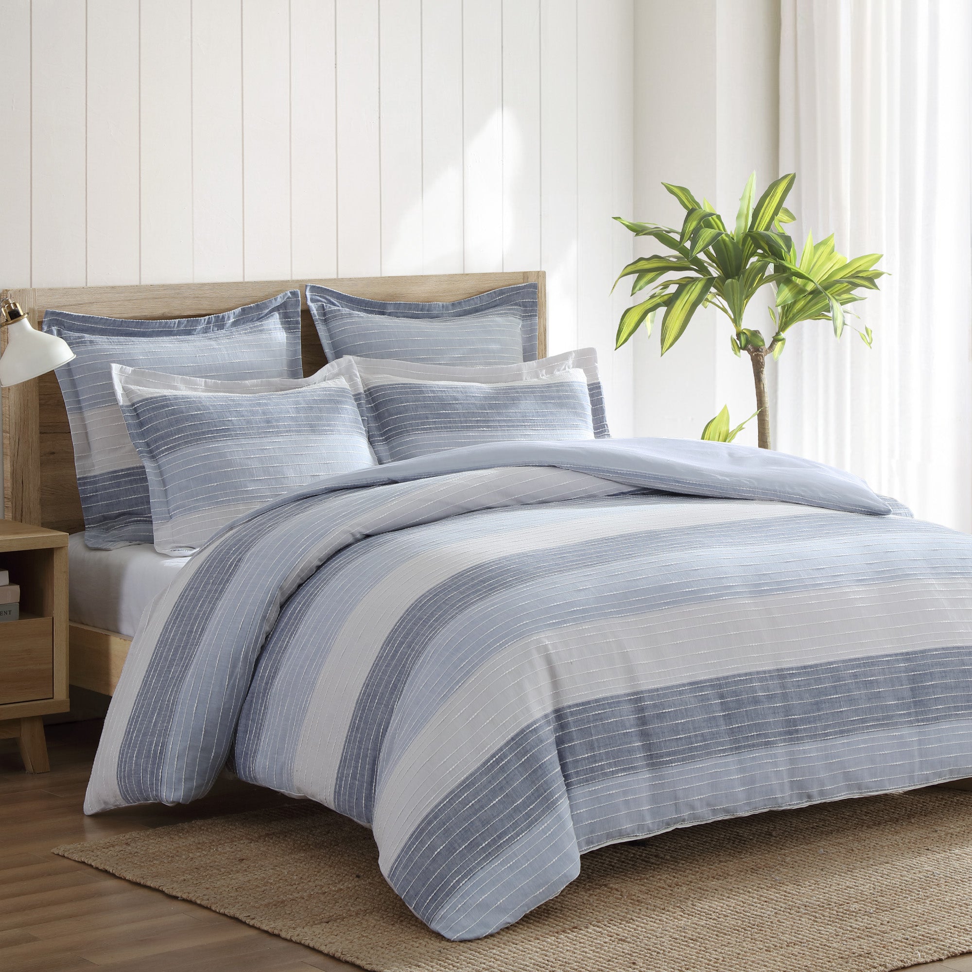 Striped Euro Sham Pillowcase Set of 2 - Soft Cotton Decorative Pillow Covers for Bedroom, Living Room & Guest Room Decor