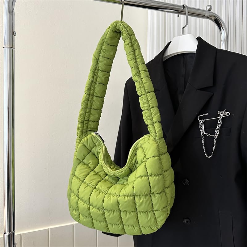 Quilted Puffer Tote Bag for Women - Lightweight Padded Shoulder Bag with Zip, Stylish Hobo Handbag for Work, Travel & Shopping