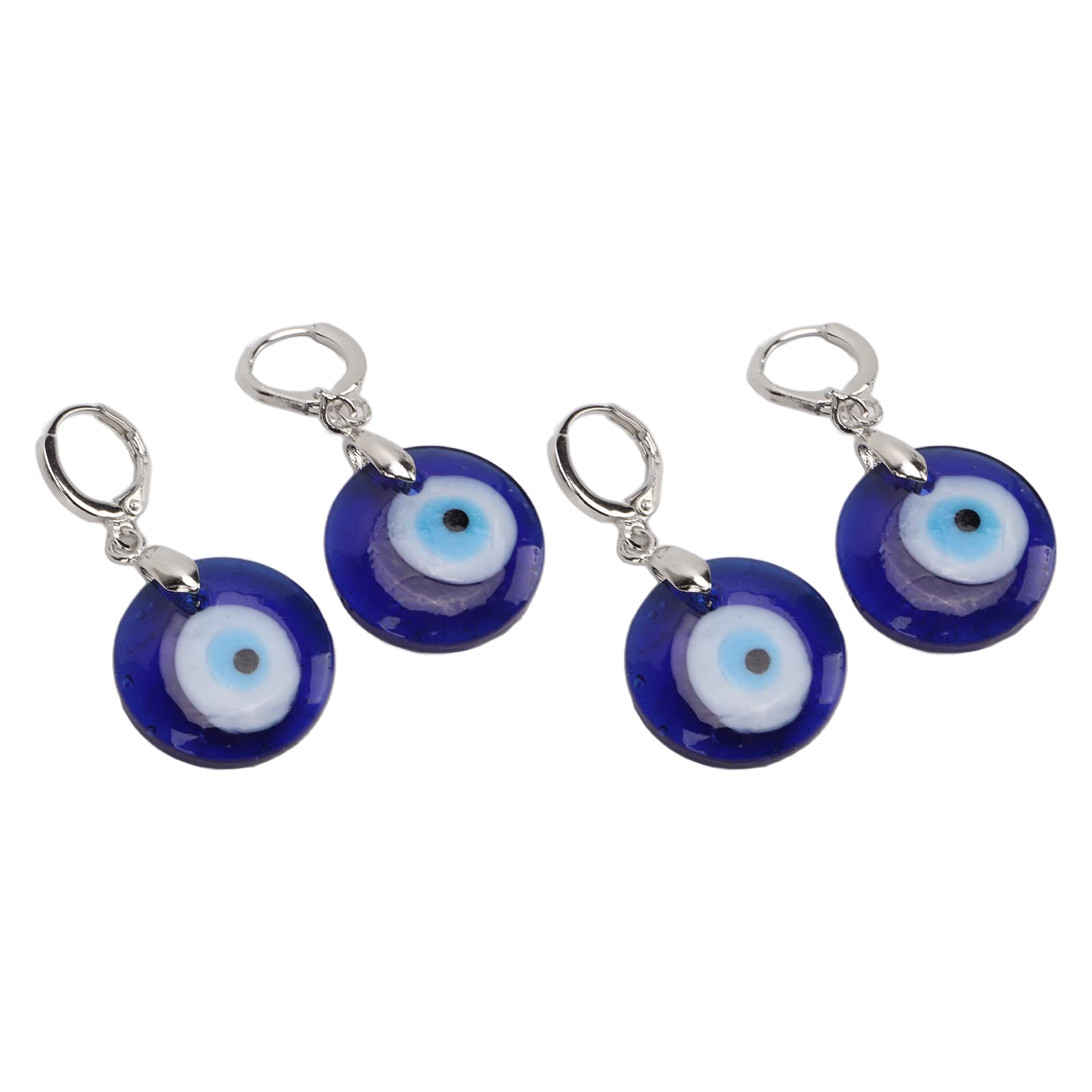 DOINGKING Blue Glass Resin Hoop Earrings - 12mm Blue Eyes Design, Hypoallergenic Alloy Material, 2 Pairs Set for Daily Wear | Perfect Gift for Women, Trendy Jewelry for Parties & Office Outfits