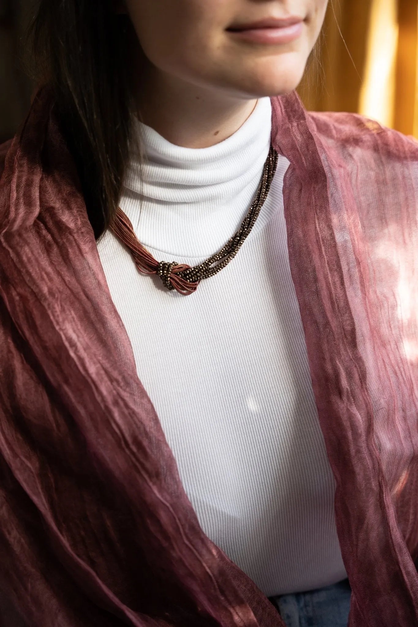 Elegant Knotted Chain Beaded Statement Necklace for Women - Boho Chic Jewelry for Parties, Weddings & Date Nights