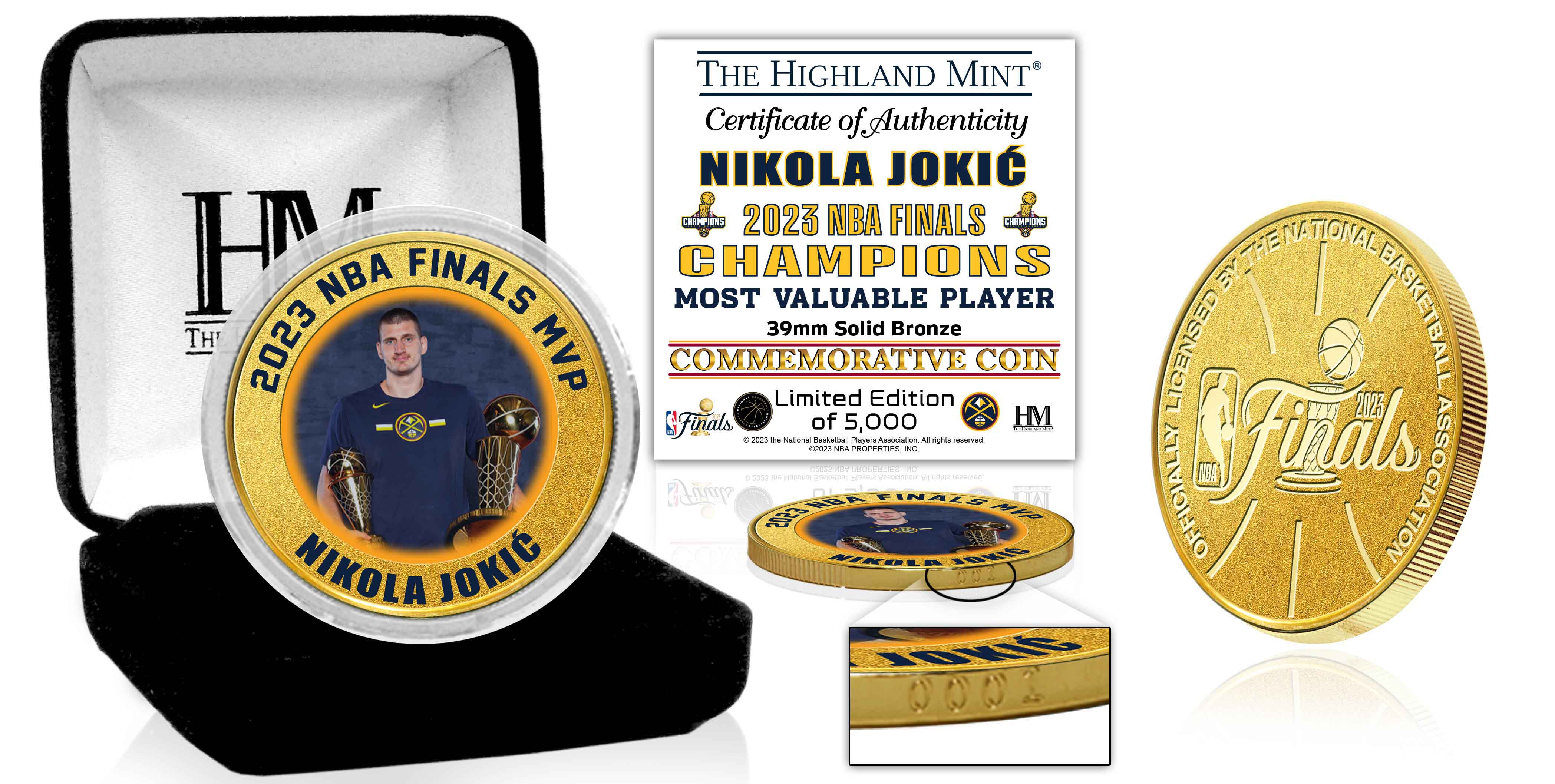 2023 NBA Finals MVP Nikola Jokic Denver Nuggets Commemorative Bronze Coin - Perfect for Basketball Fans, Collectors & Sports Memorabilia Displays