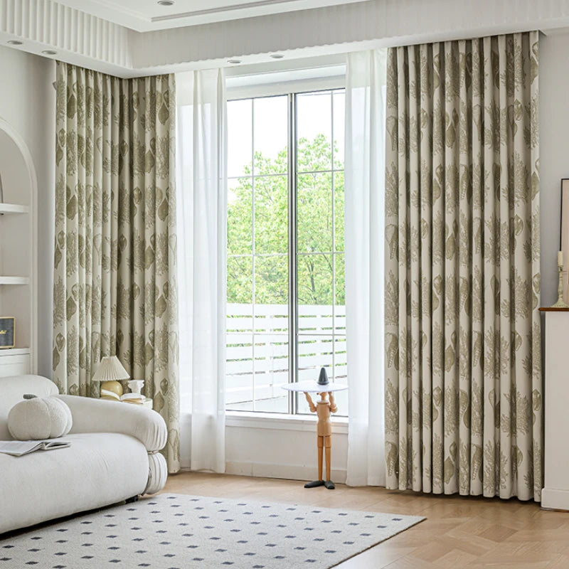 Sienna Polyester Jacquard Blackout Curtains - Custom Window Treatments for Bedroom & Living Room - Thermal Insulated, Light Blocking, Noise Reducing Drapes