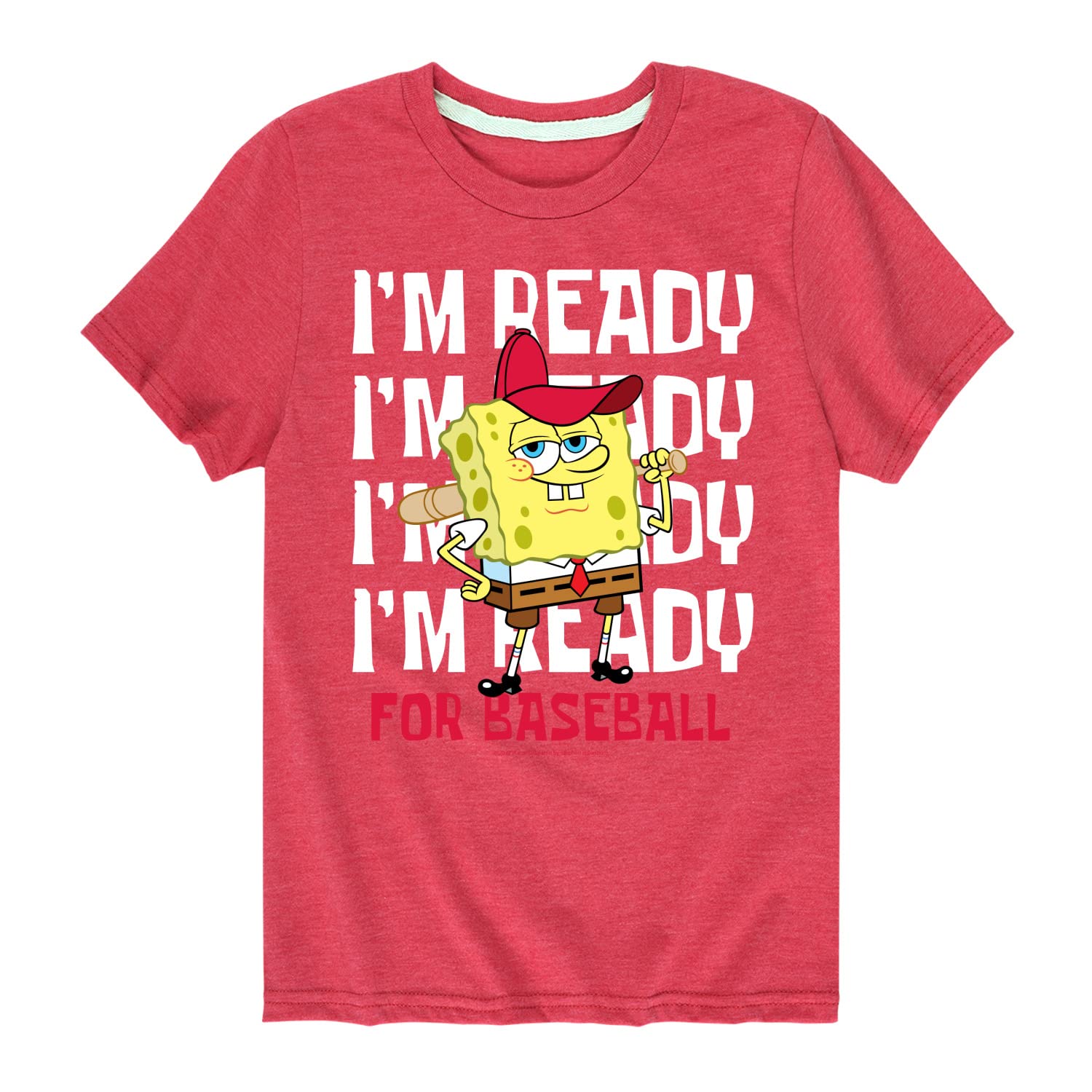 SpongeBob SquarePants Baseball Graphic T-Shirt for Toddlers & Kids - Soft Cotton Short Sleeve Tee - Perfect for Playdates, Sports & Casual Wear