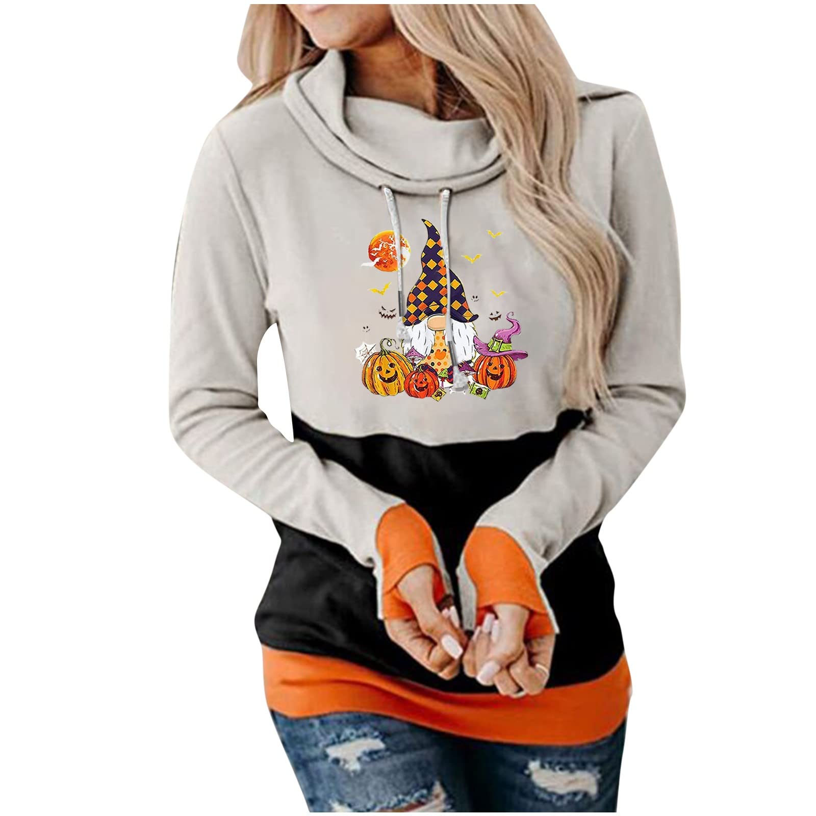Women's Loose Fit Printed Long Sleeve Tank Tops - Crew Neck Casual Hip Hop Plus Size T-Shirts (Gray) | Perfect for Streetwear, Gym & Everyday Comfort