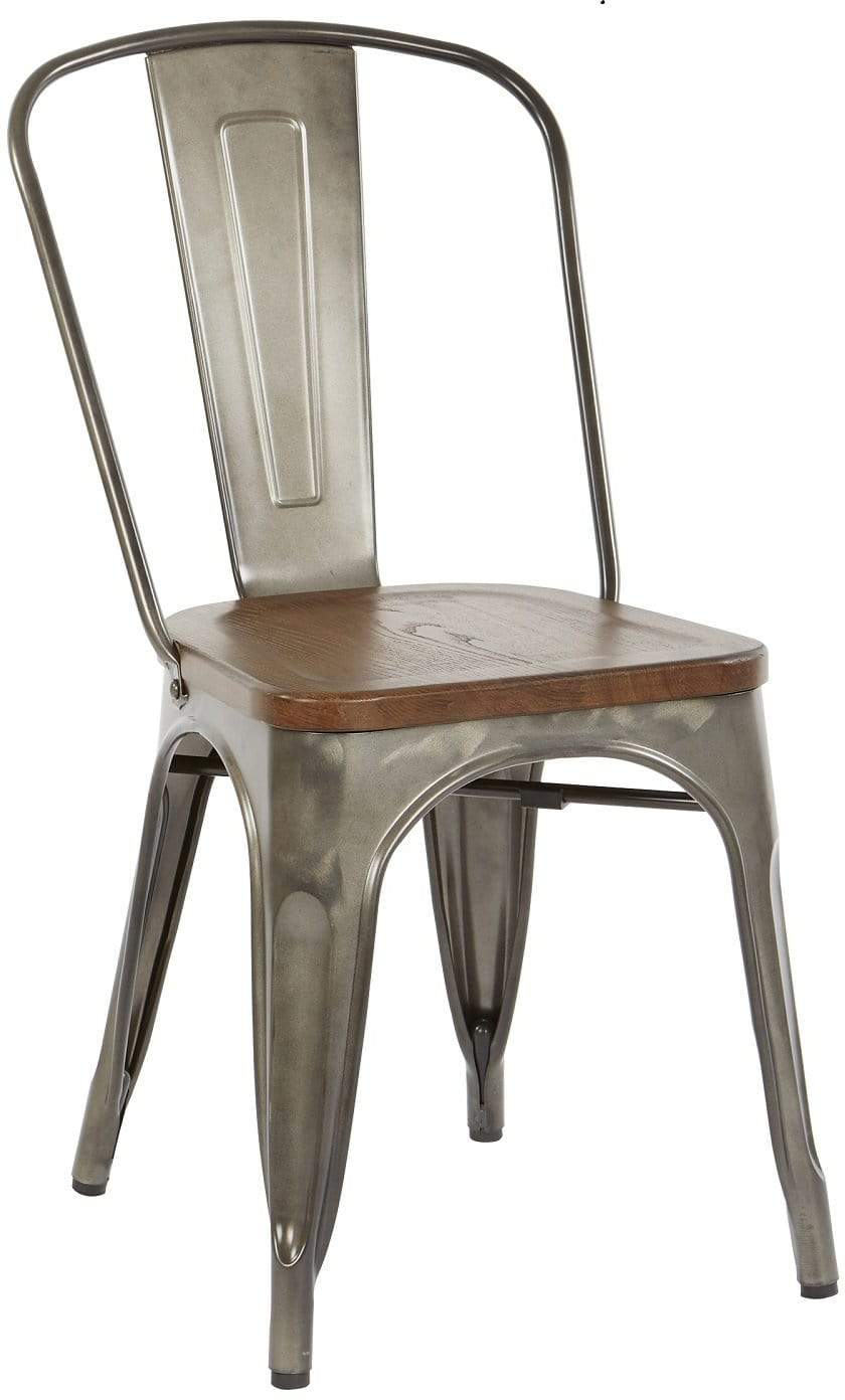 Office Star OSP Designs Indio Metal Chair with Wood Seat - Modern Office Furniture for Home & Workspace [IND29A2 C209 1] - Perfect for Dining Room, Conference Room & Home Office