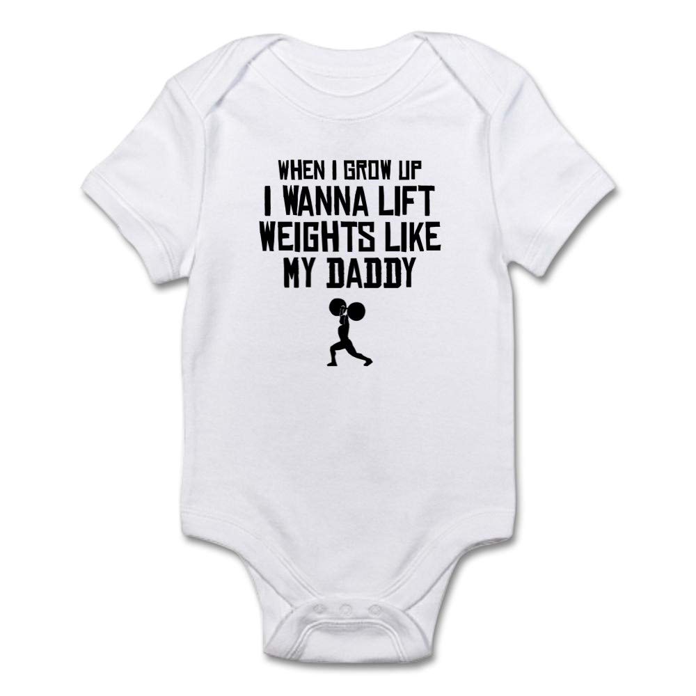 Lift Weights Like My Daddy Baby Bodysuit - Funny Gym Workout Onesie for Infants & Toddlers - Perfect for Father's Day, Gym Enthusiasts & Fitness-Themed Baby Showers