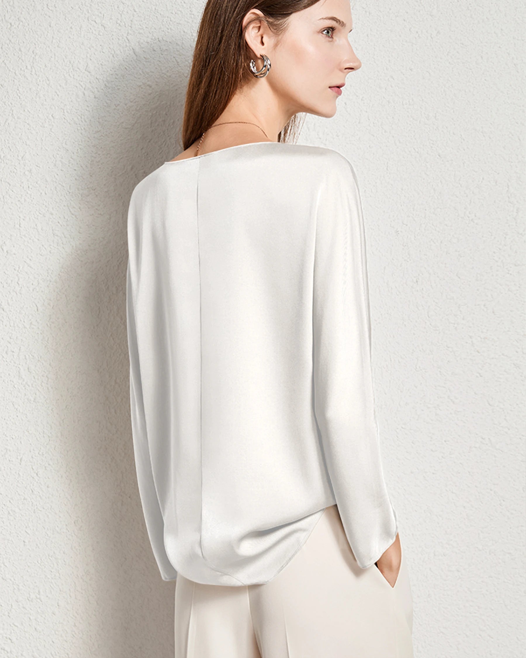 Women's Basic Round Neck Silk Blouse - Elegant & Comfortable Silk Shirt for Work & Casual Wear | Perfect for Office, Date Night & Special Occasions