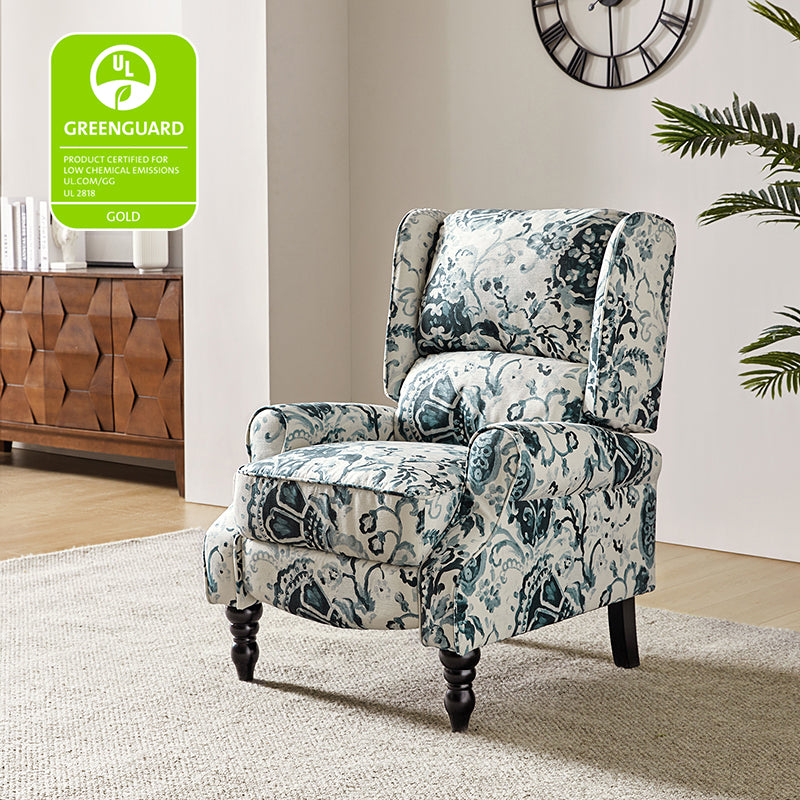 Erdeni Upholstered Manual Wingback Recliner Chair - Comfortable Living Room Armchair with Smooth Reclining Mechanism - Perfect for Home Theater, Reading Nook & Relaxation