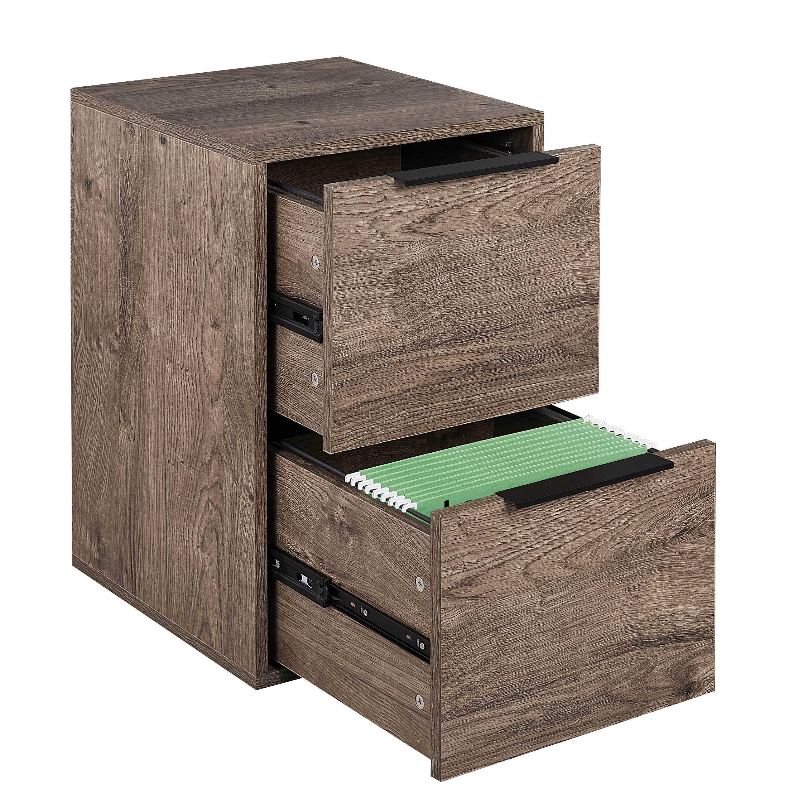 2-Drawer Vertical Wooden File Cabinet with Hanging Bars - Letter Size Office Storage Cabinet in Grey - Perfect for Home Office Organization & Document Filing