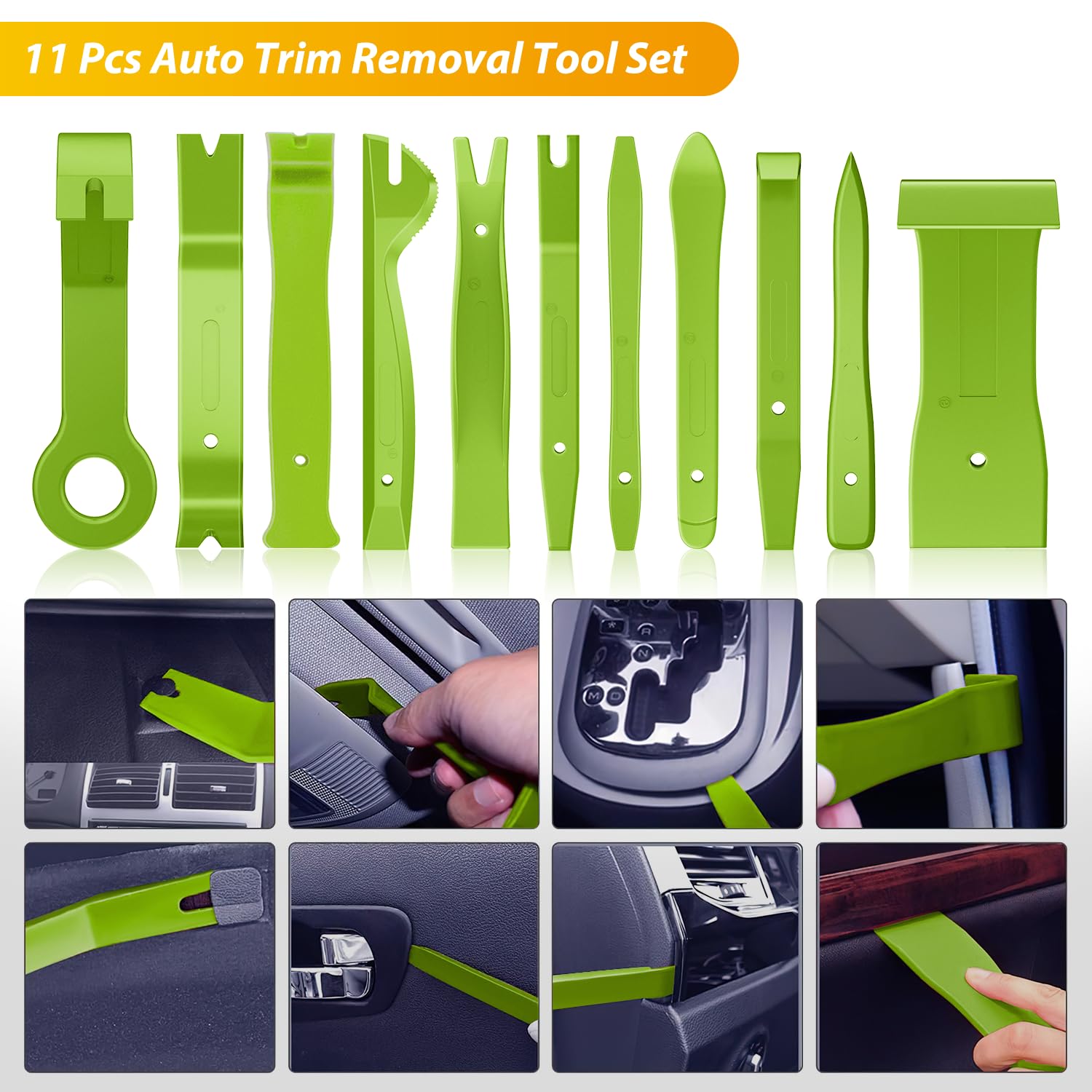 GOOACC 102Pcs Car Trim Removal Tool Kit - Auto Push Pin Nylon Bumper Retainer Clips Fastener Terminal Remover with Round Handle Crowbar for Radio/Dashboard Panel (Green) - Perfect for DIY Auto Repair & Interior Detailing