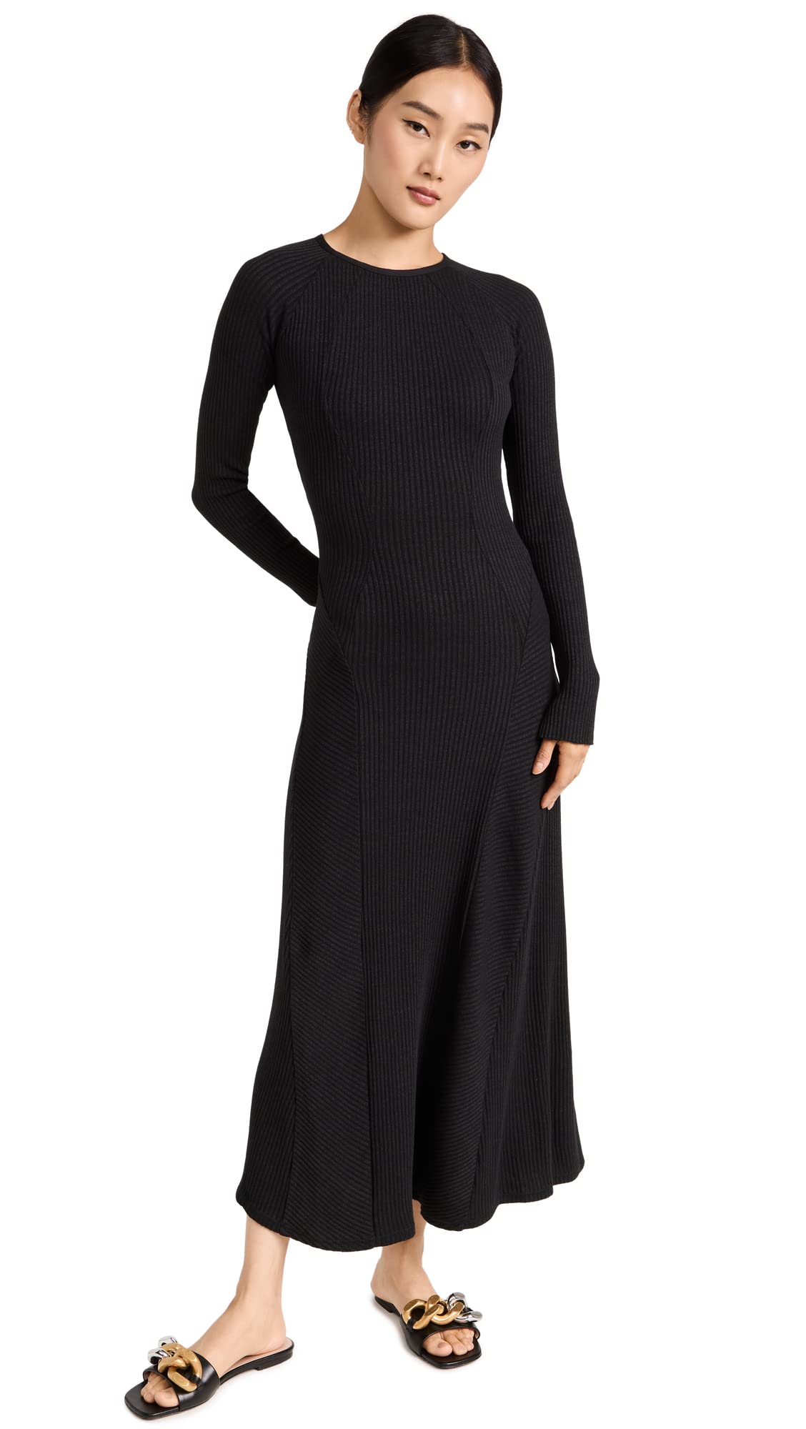 rag & bone Women's Echo Rib Dress - Slim Fit Stretch Knit Midi Dress for Casual & Evening Wear | Perfect for Date Night, Office & Parties