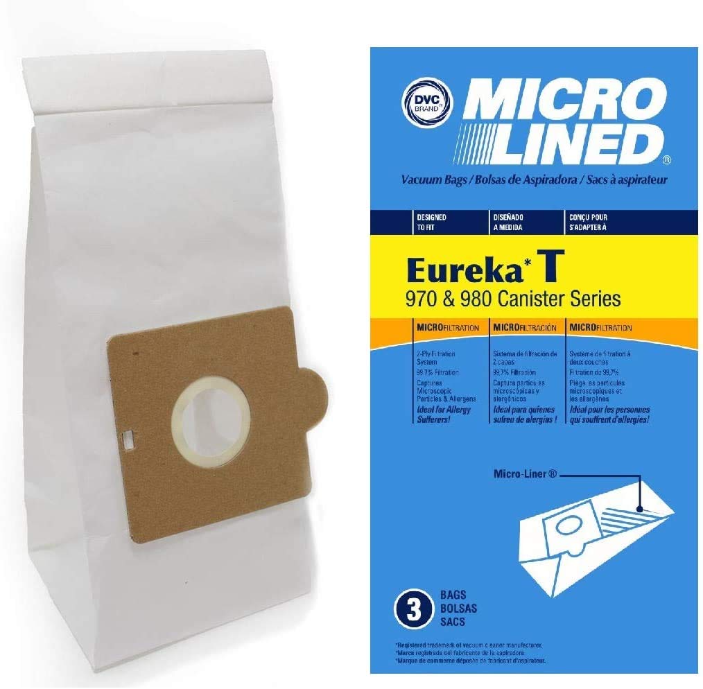 Eureka 970 & 980 Canister Vacuum Bags - 3 Pack DVC Micro-Lined Paper Replacement Bags for Superior Dust Filtration | Perfect for Pet Hair, Allergies & Deep Cleaning